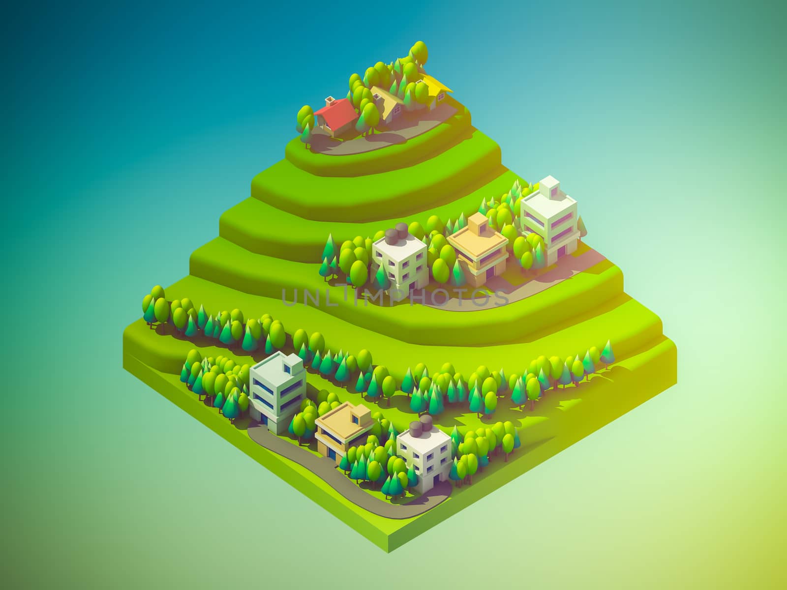 green earth concept in isometric view, isometric background