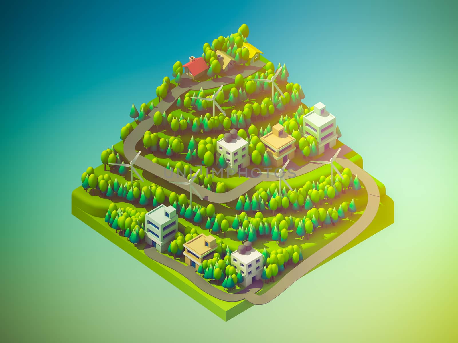 green earth concept in isometric view, isometric background