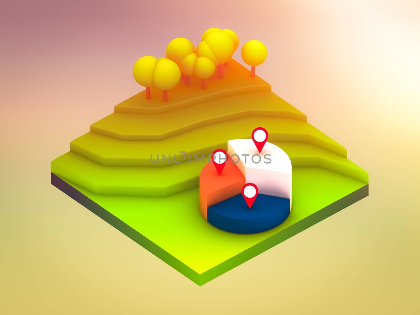 landscape concept isometric infographic,showing data analytics by teerawit