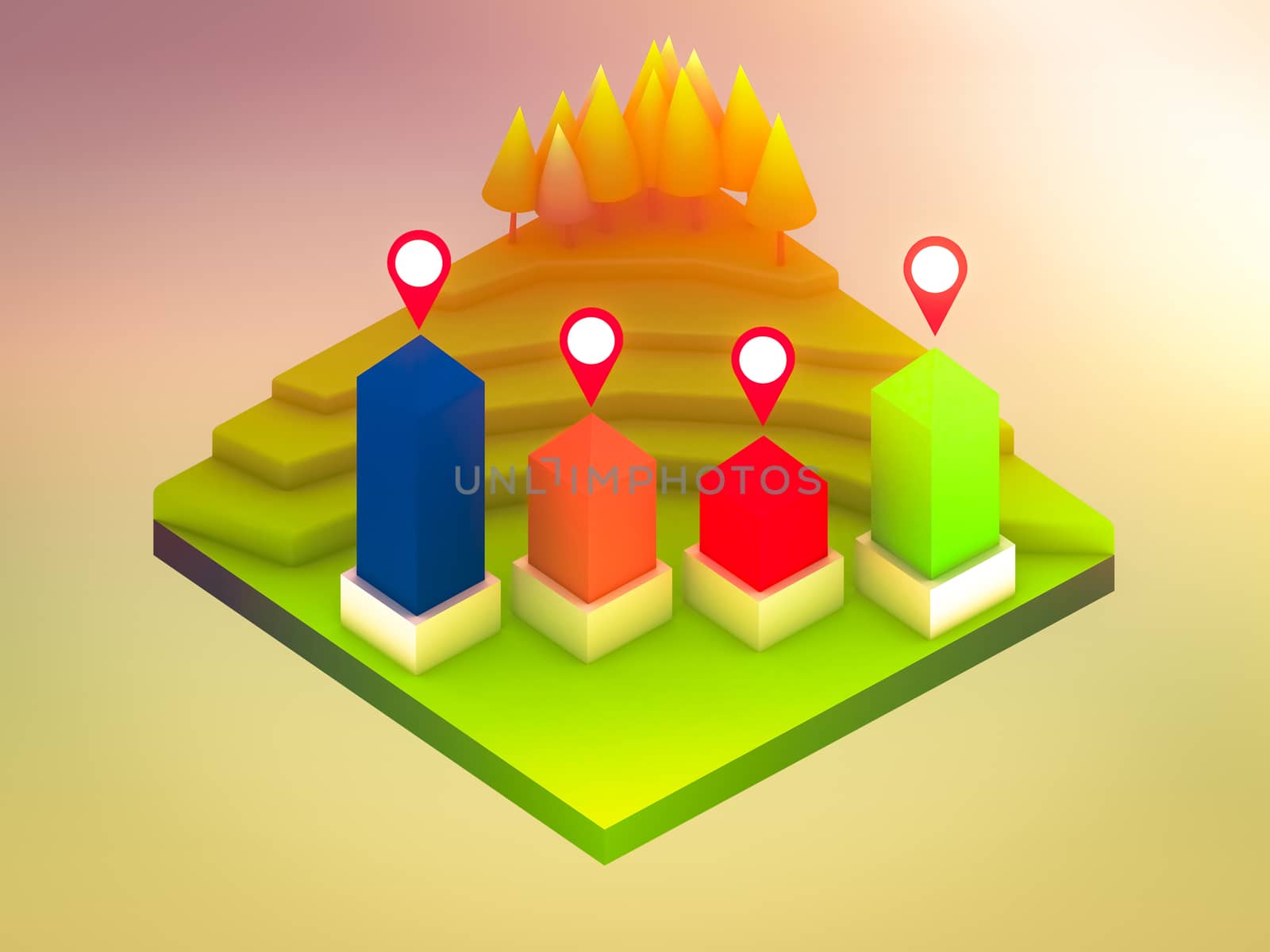 landscape concept isometric infographic,showing data analytics by teerawit