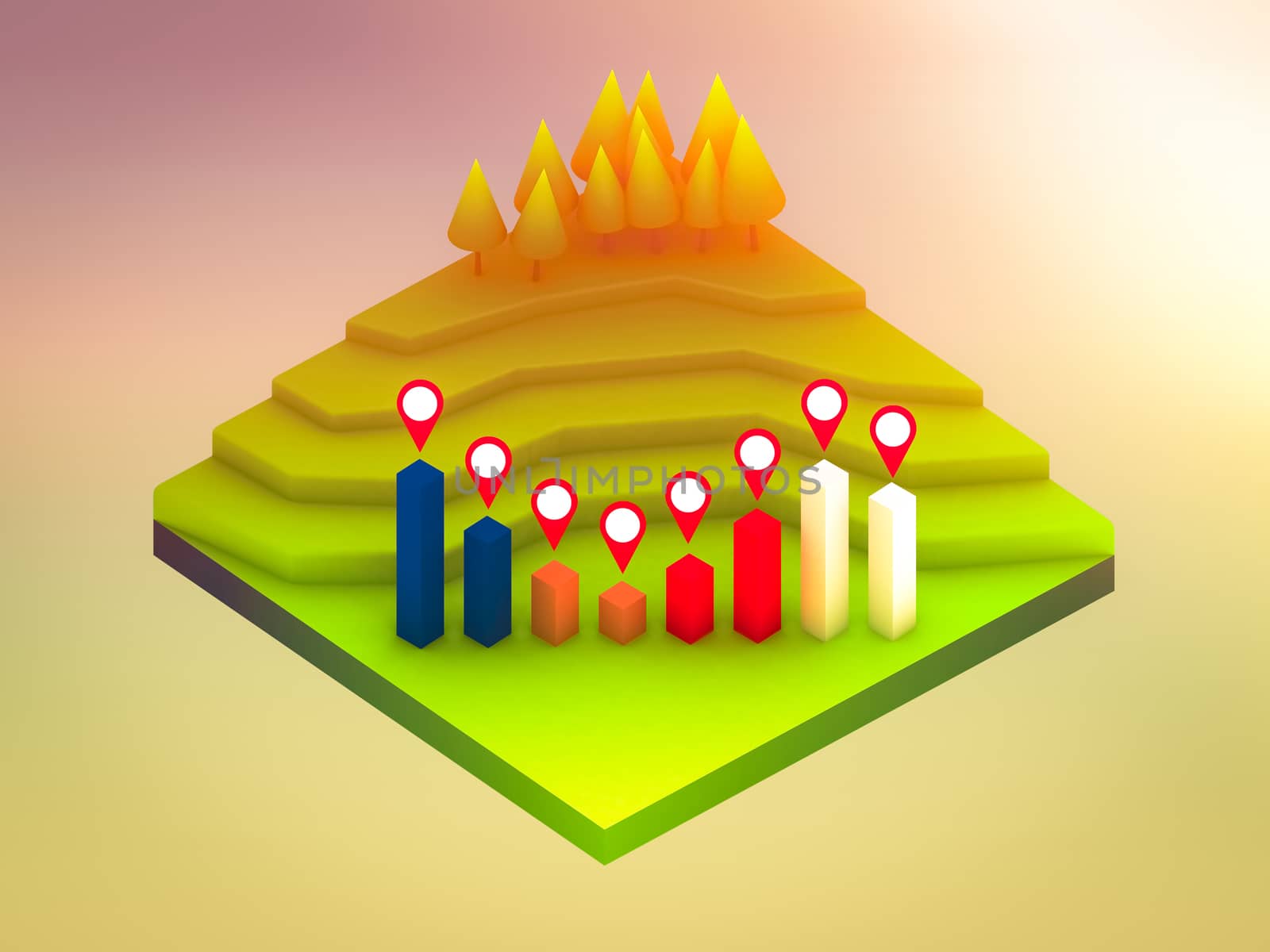 landscape concept isometric infographic,showing data analytics by teerawit