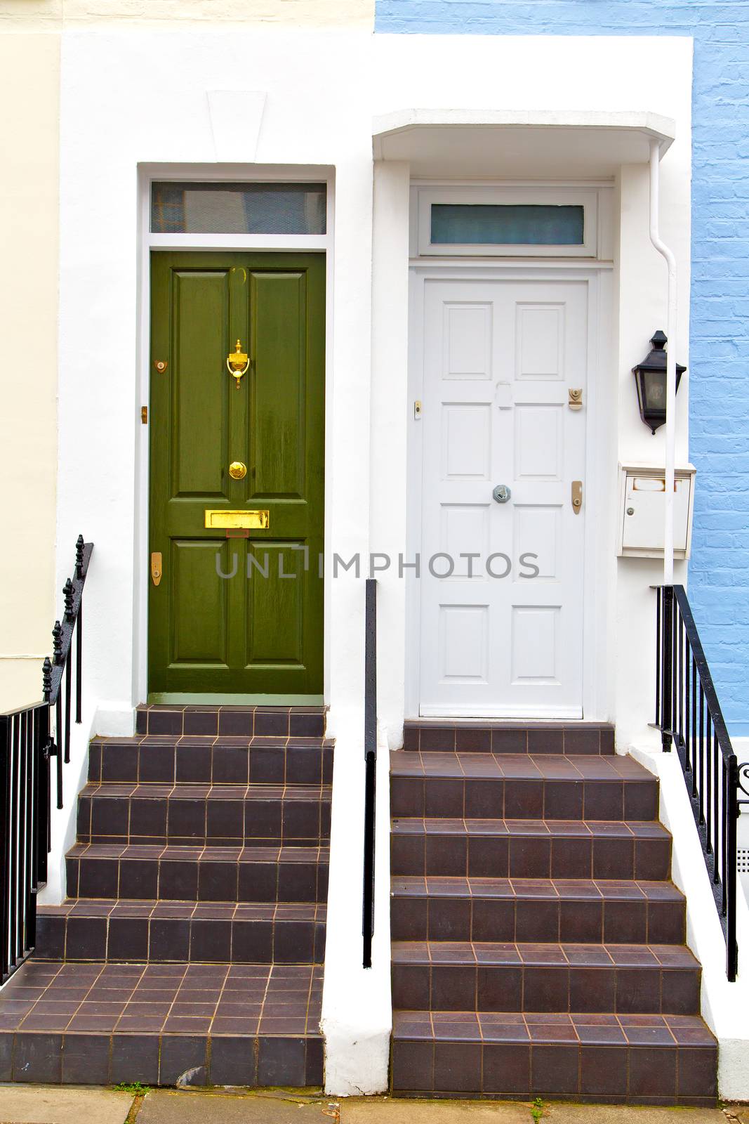 notting hill in london england old suburban and antique blue  wall door 