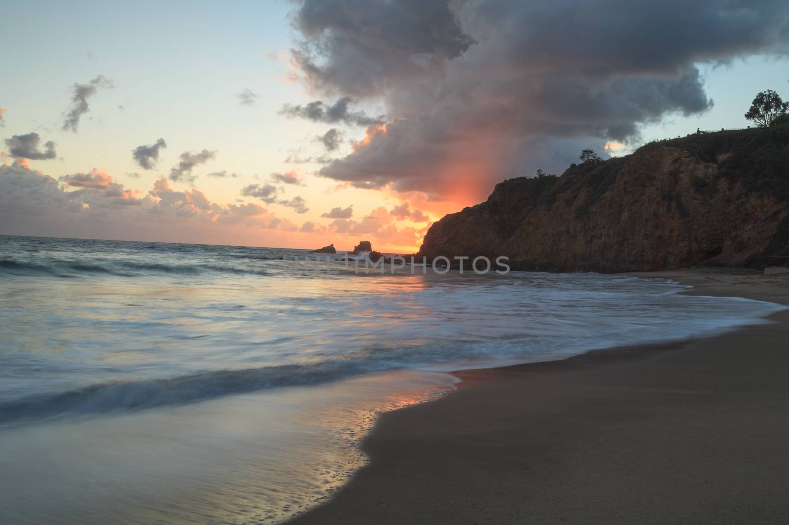 Crescent Bay beach at sunset in Laguna Beach, California, United States in summer