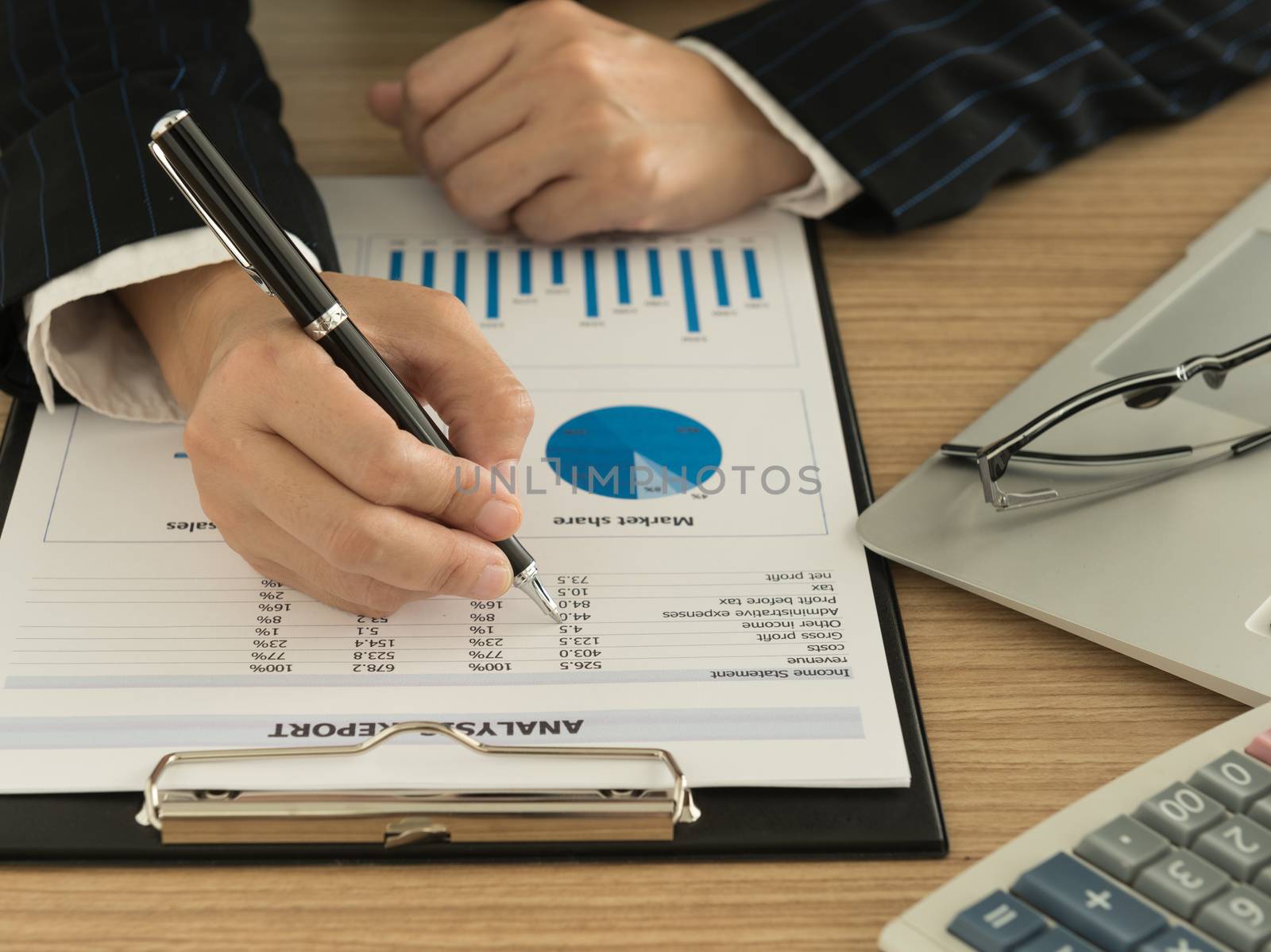 Marketers are analyzing the data from the report to the marketing strategy.
