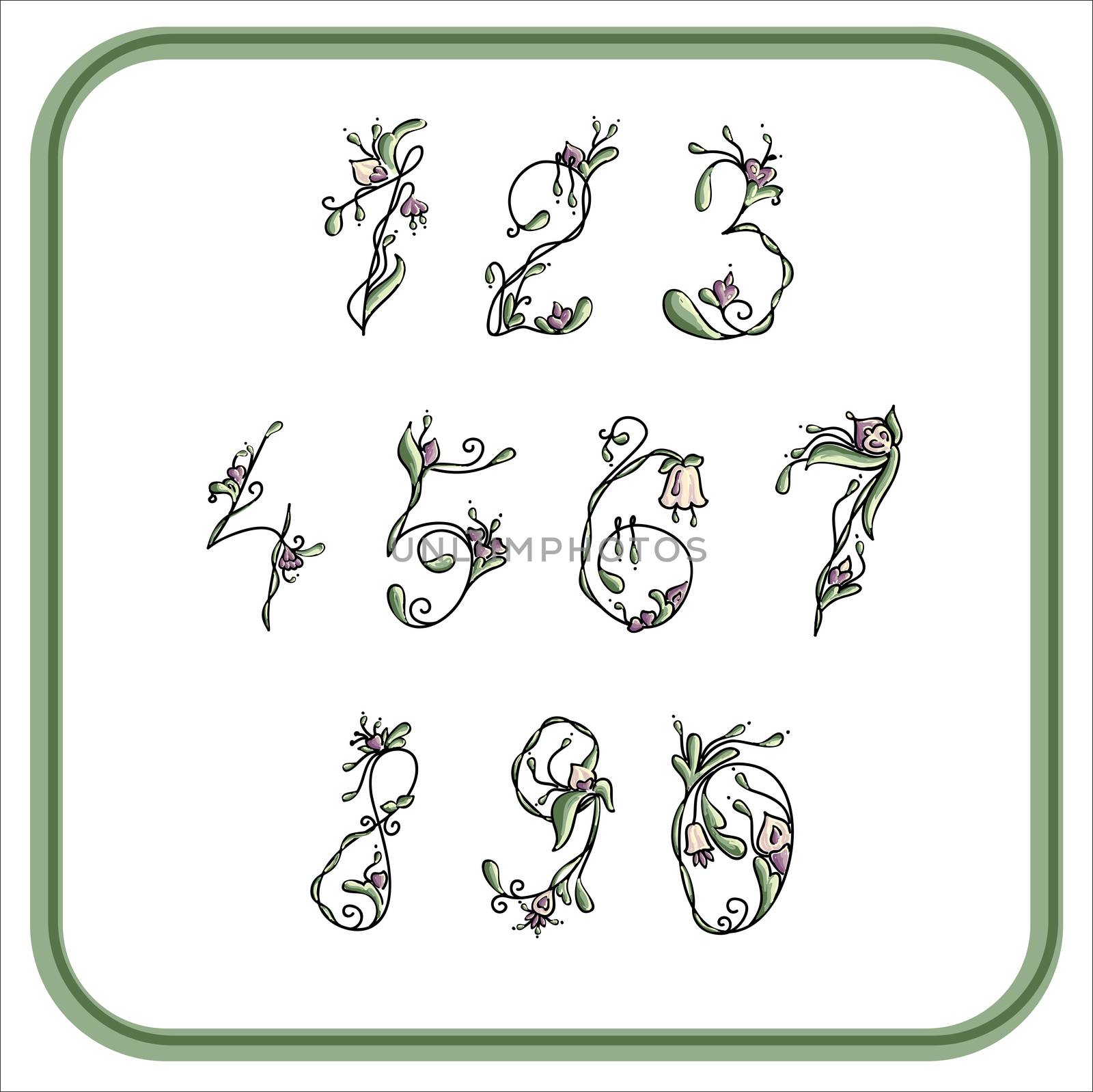 numbers with exotic flowers