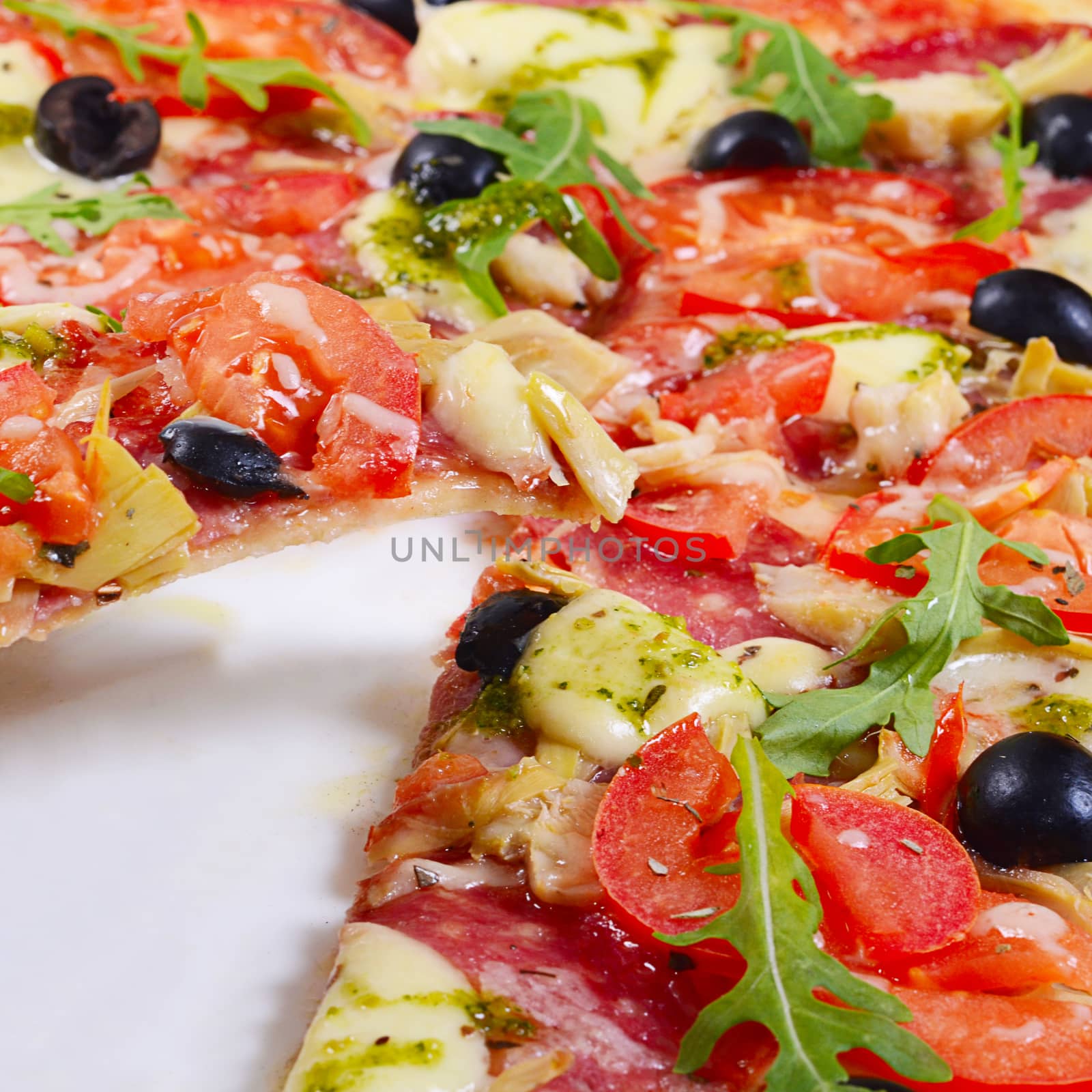Italian pizza with cheese and olives  by SvetaVo