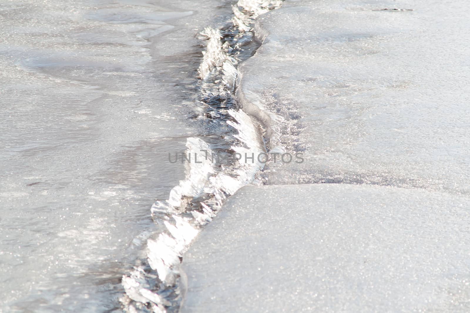 spring ice on the river to crack