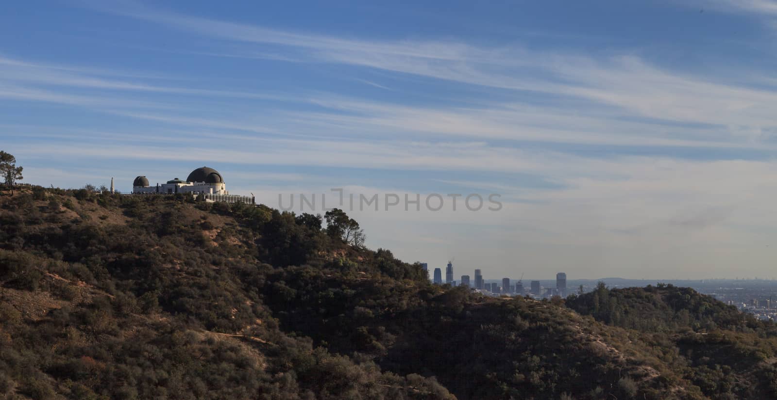 Los Angeles skyline at sunset from the Griffith Observatory by steffstarr