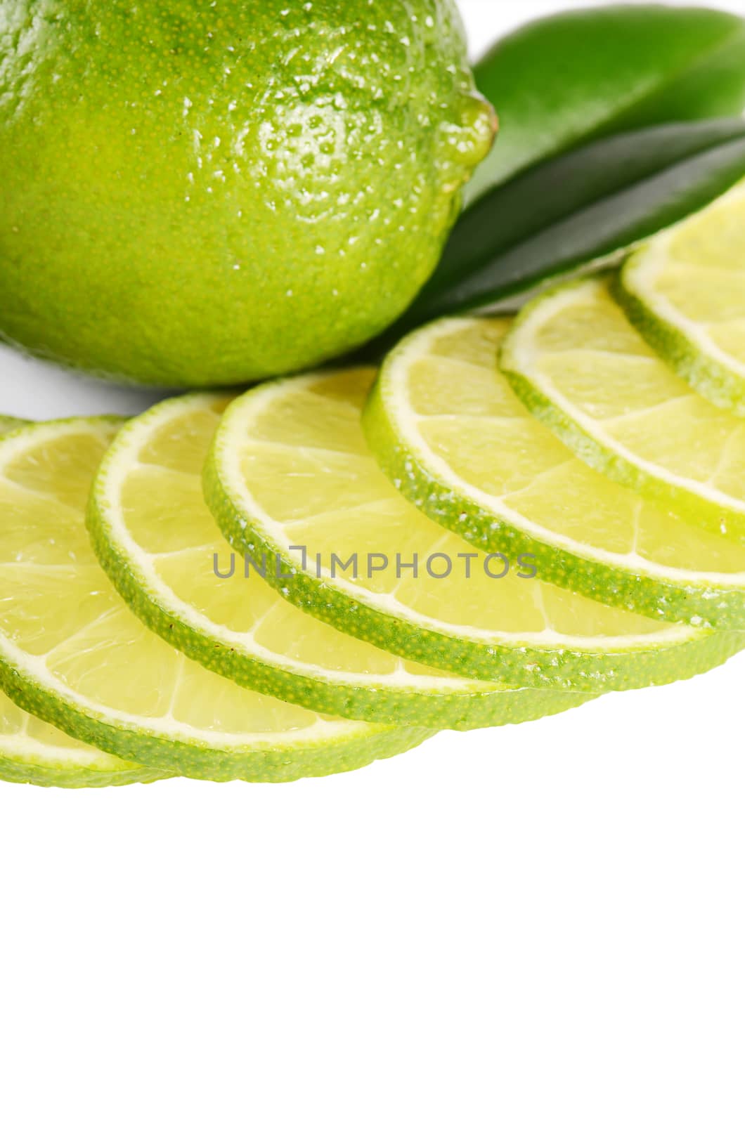 The fresh lime isolated on white background