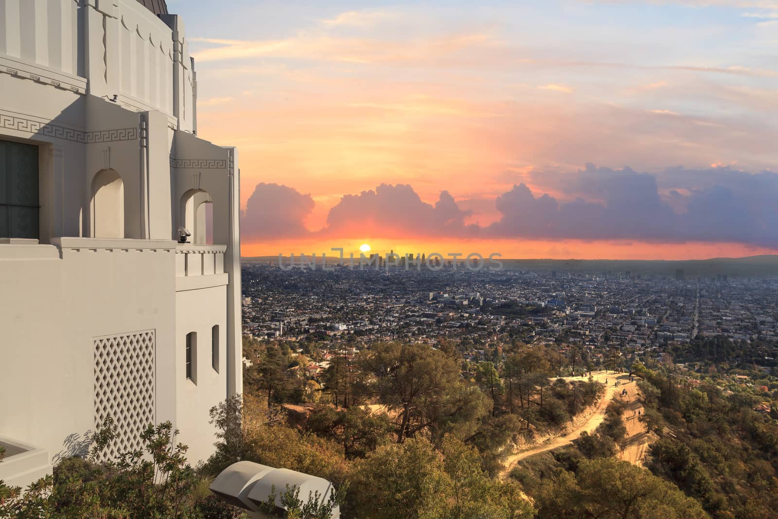 Los Angeles skyline at sunset from the Griffith Observatory by steffstarr