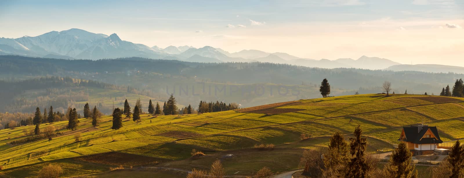 Panorama of snowy Tatra mountains in spring, south Poland by weise_maxim