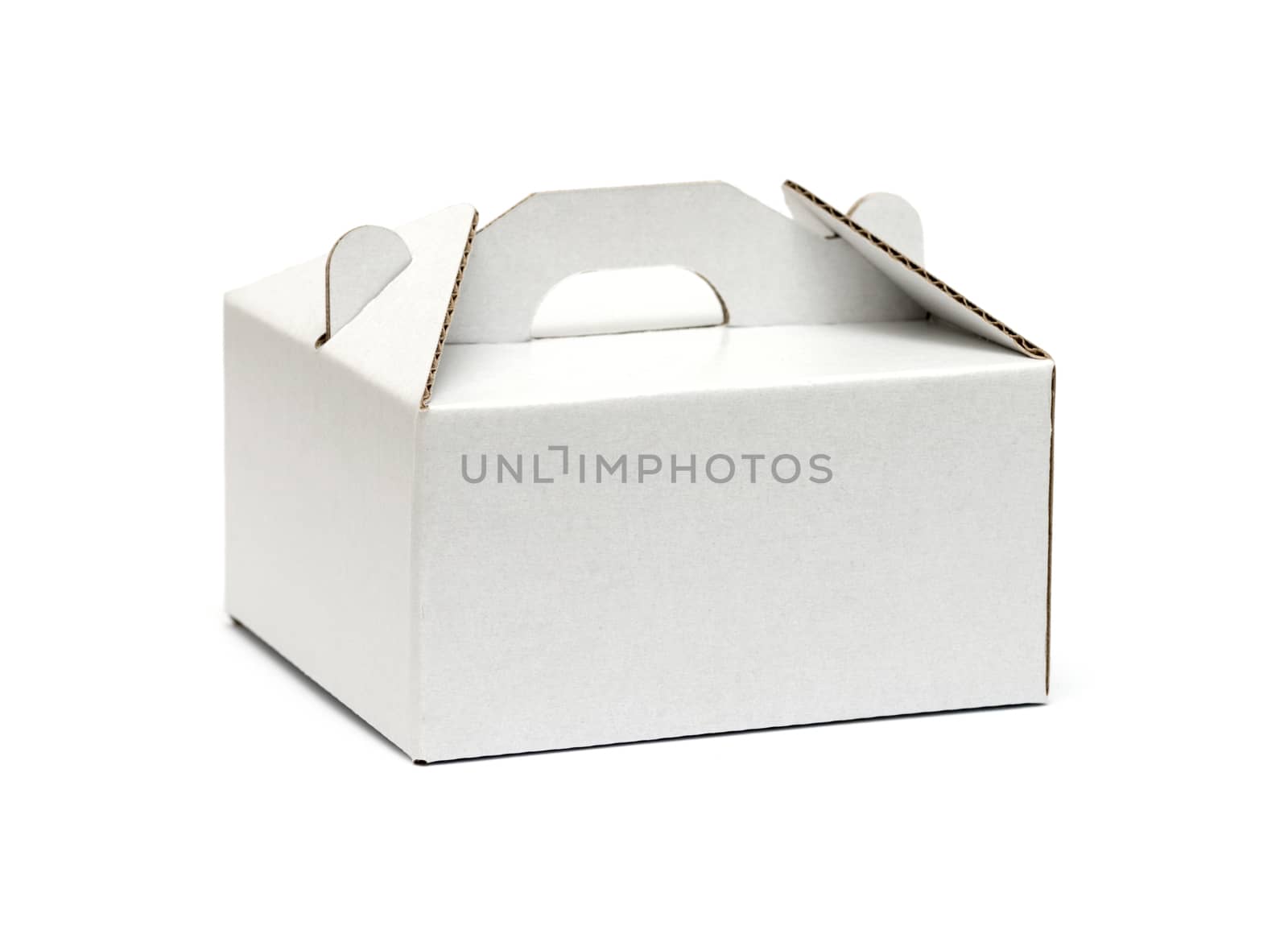 White cardboard box isolated on a White background by DNKSTUDIO