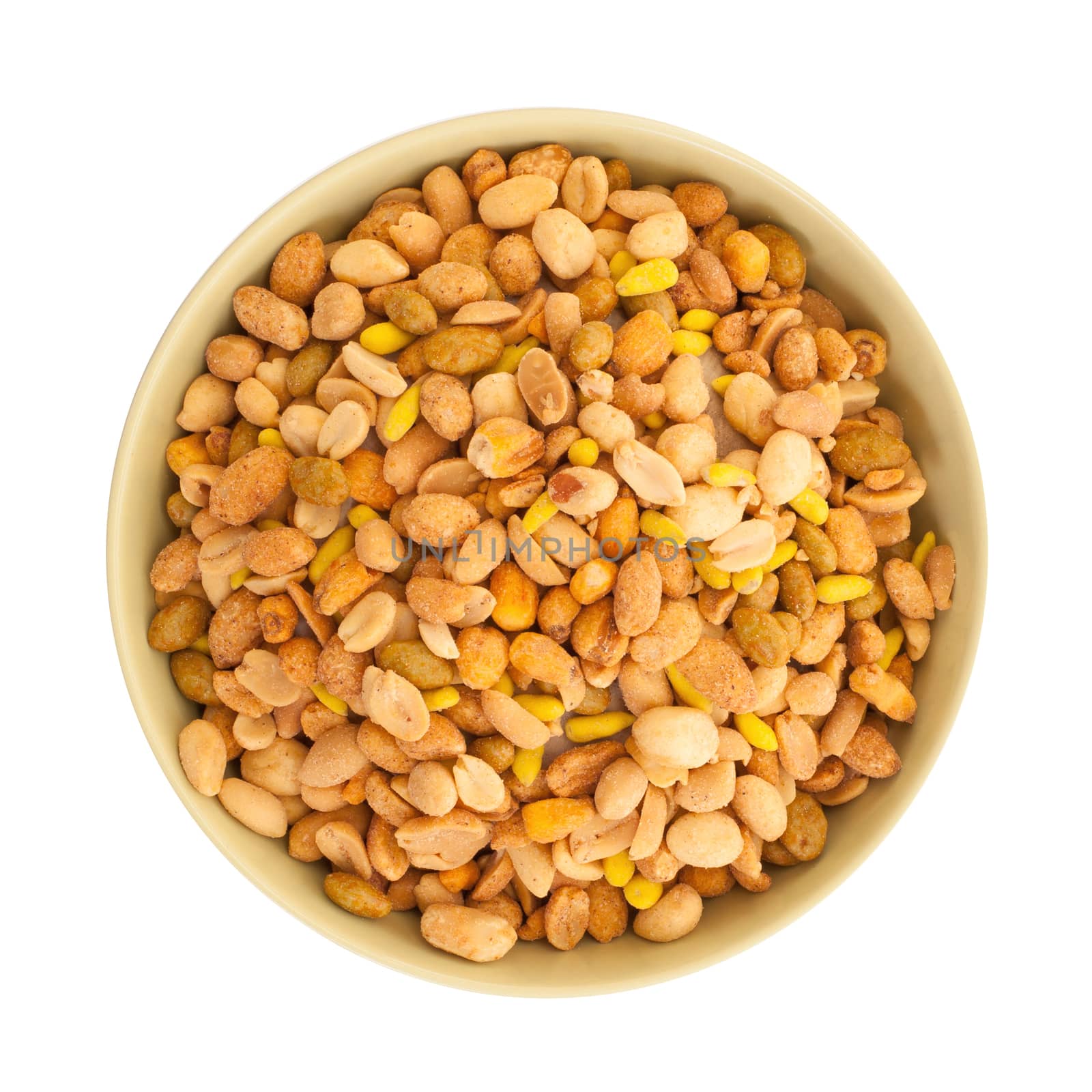Fresh mixed salted nuts in a bowl, peanut mix by michaklootwijk