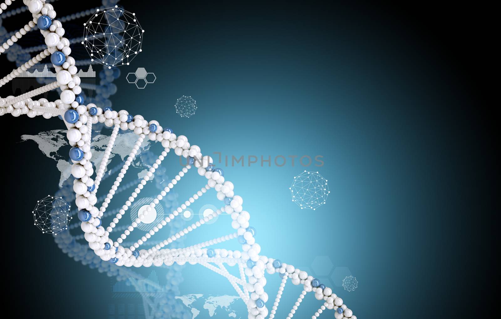 DNA molecule with world map by cherezoff