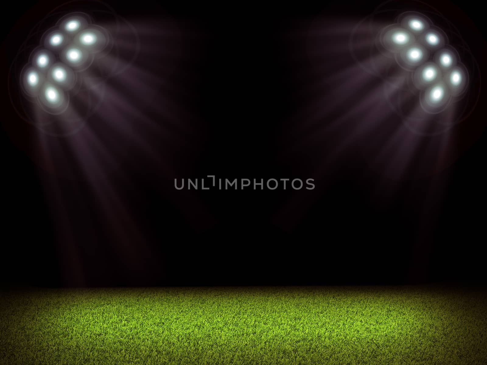 Soccer field and bright lights by cherezoff