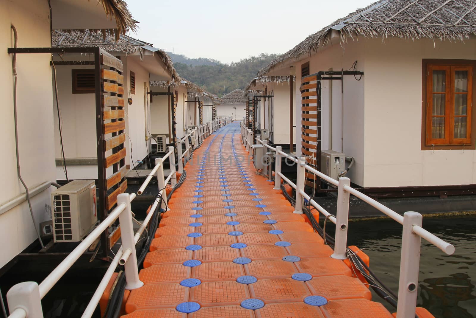 Floating walkway in resort 