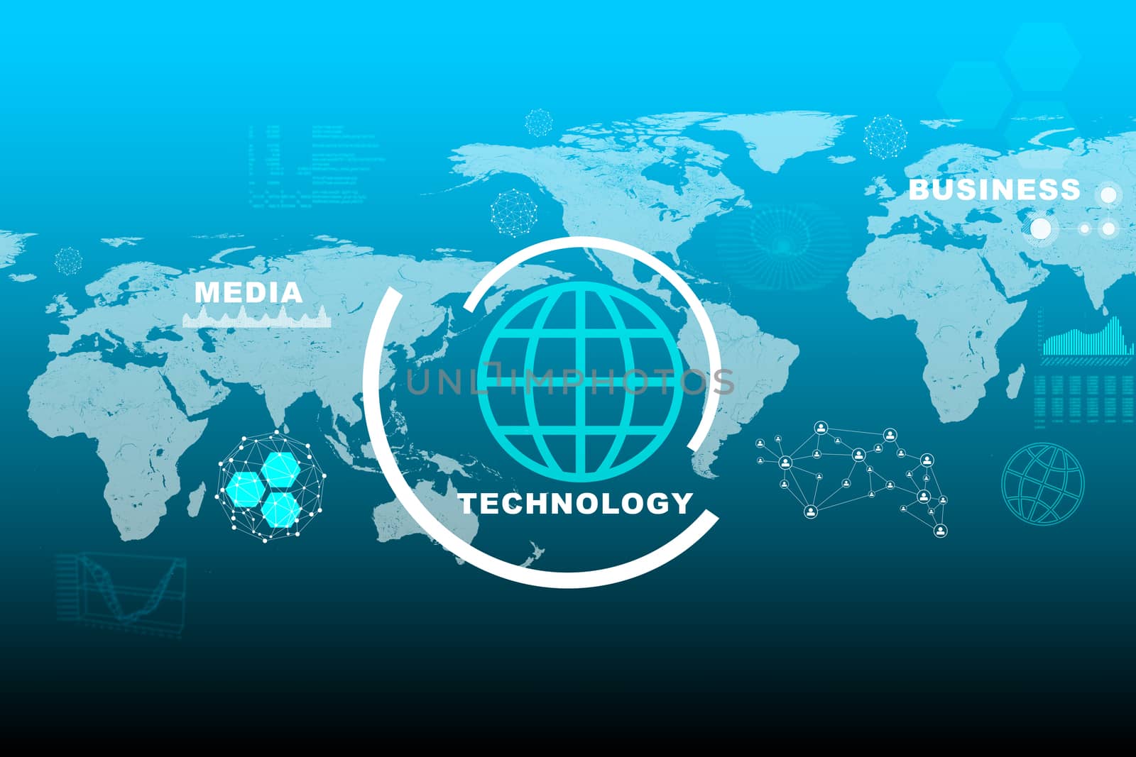 World map with icons by cherezoff