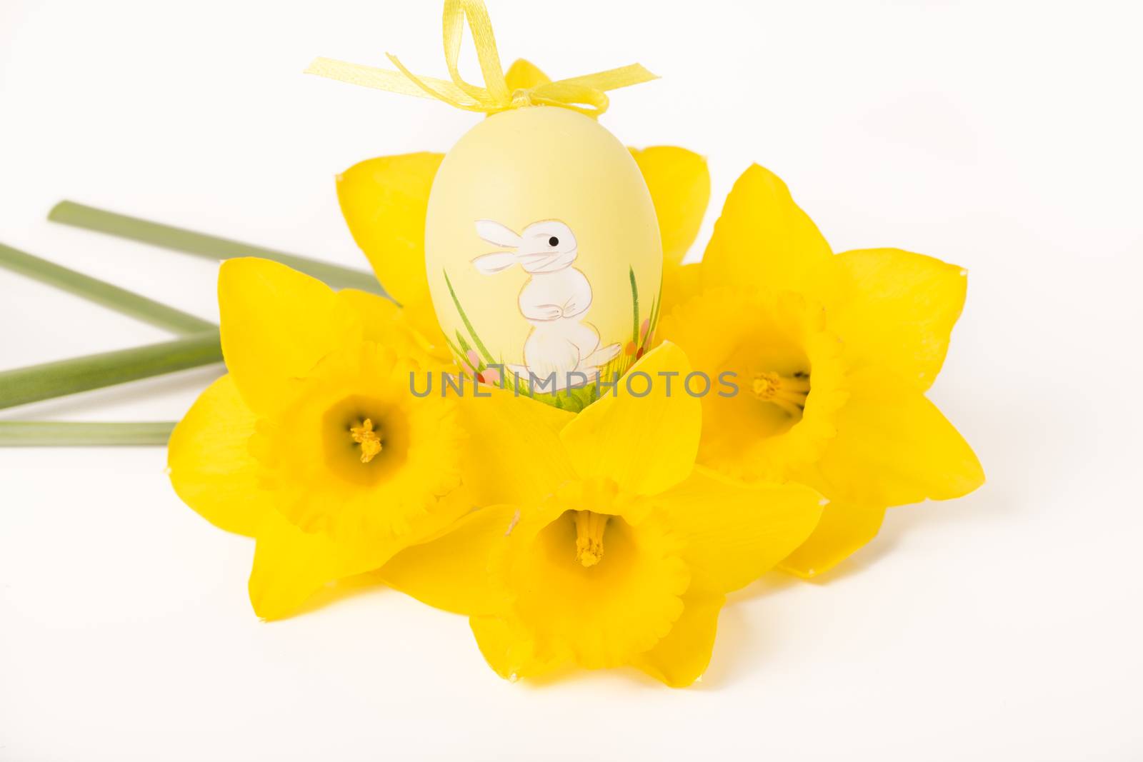 easter egg in spring flowers with background
