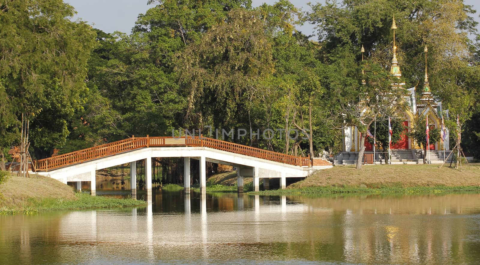 white bridge in ayutaya ,thailand
