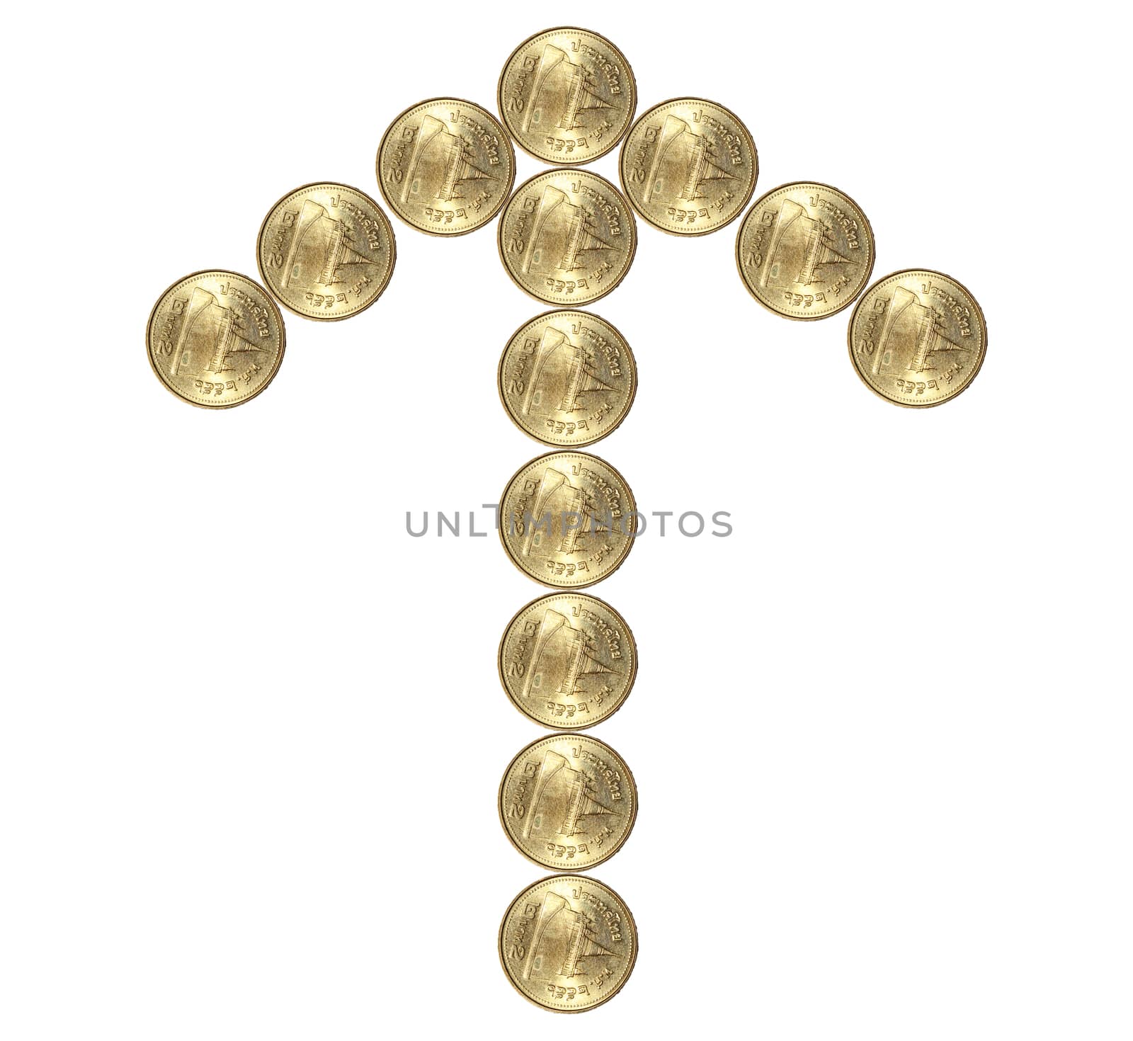 up sign from gold coin by pumppump