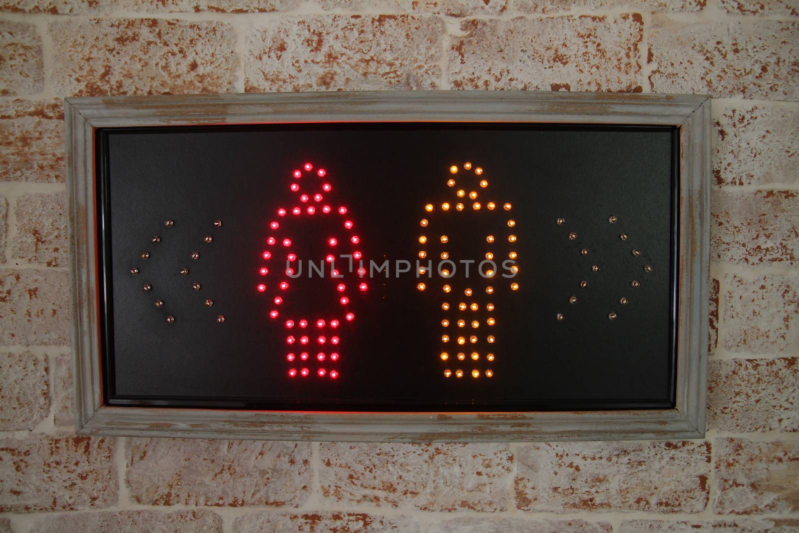 Male and female sign toilet on led lights  by pumppump