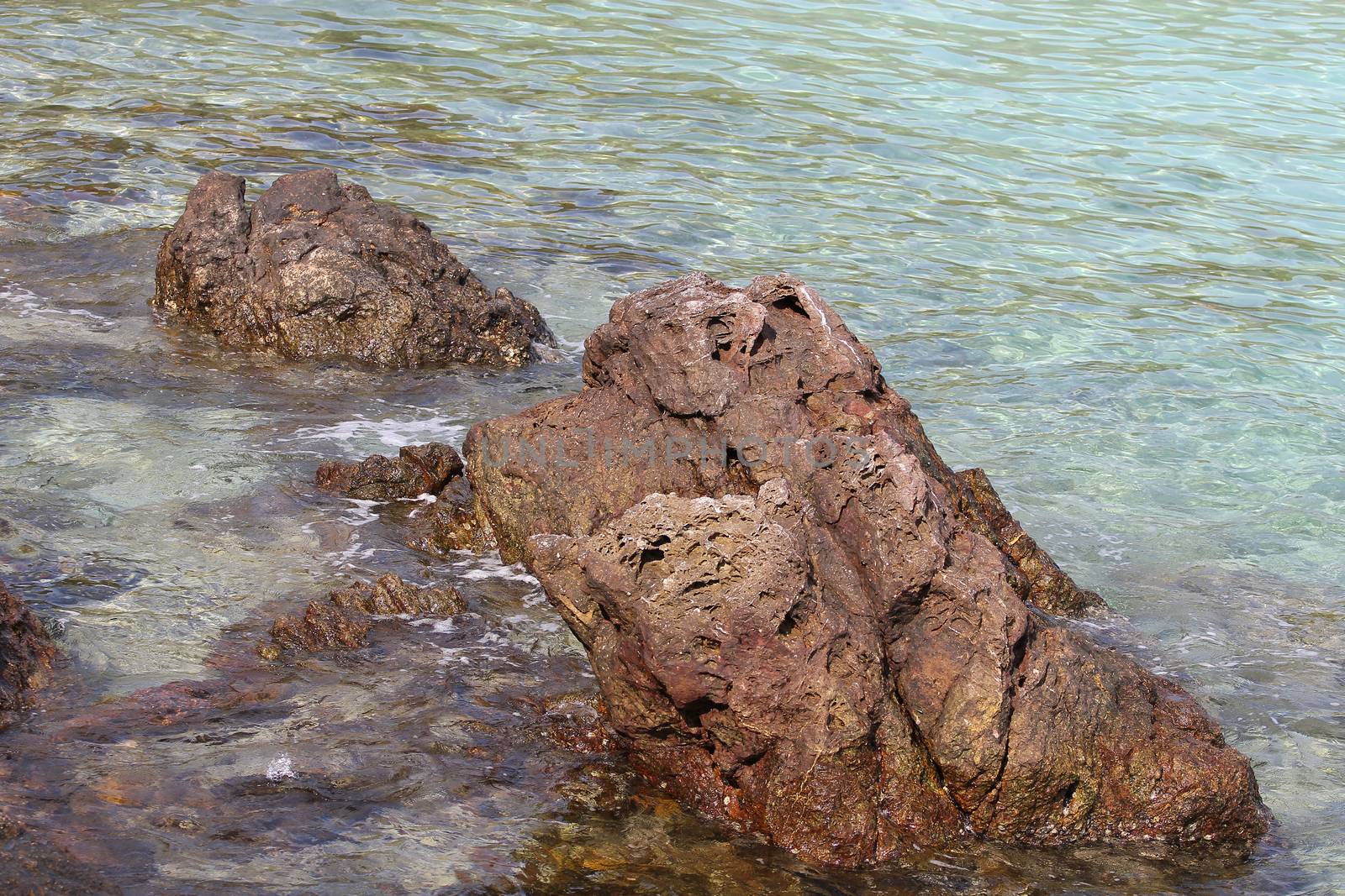 close up rock on sea  by pumppump