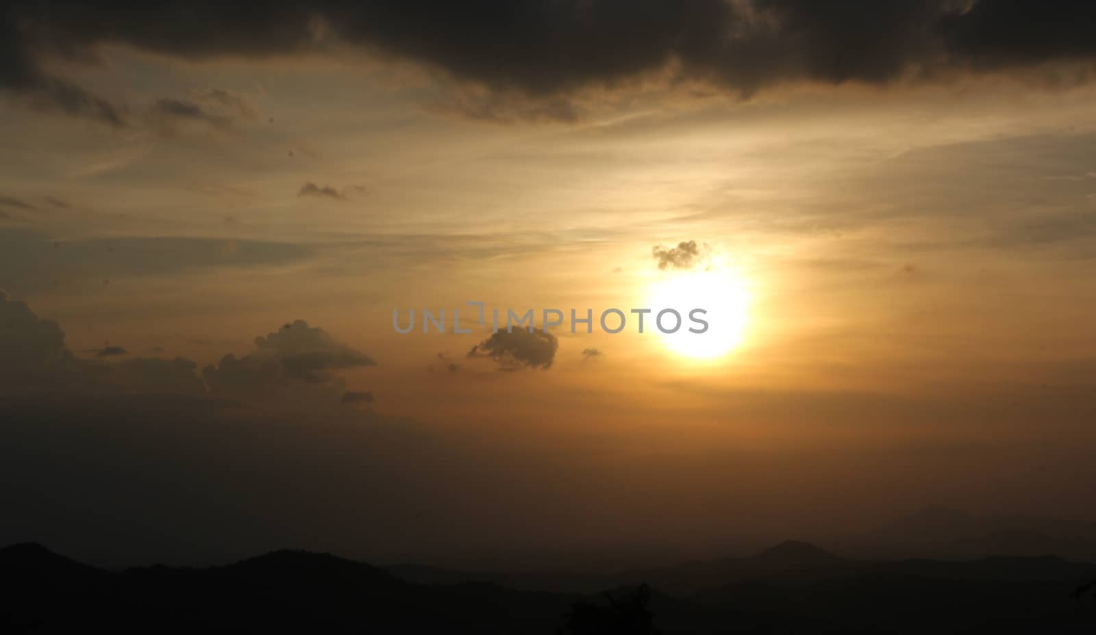 Sunset over mountains in thailand