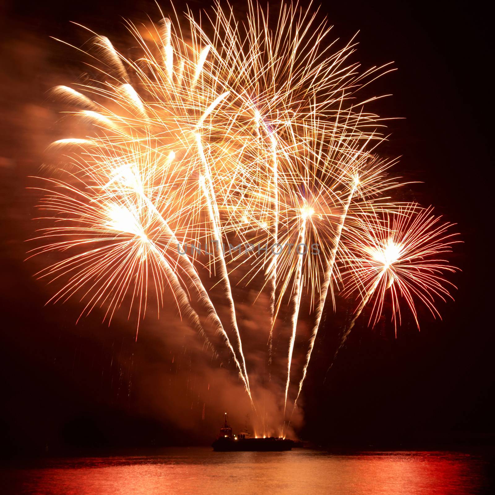 Fireworks, salute with the black sky background