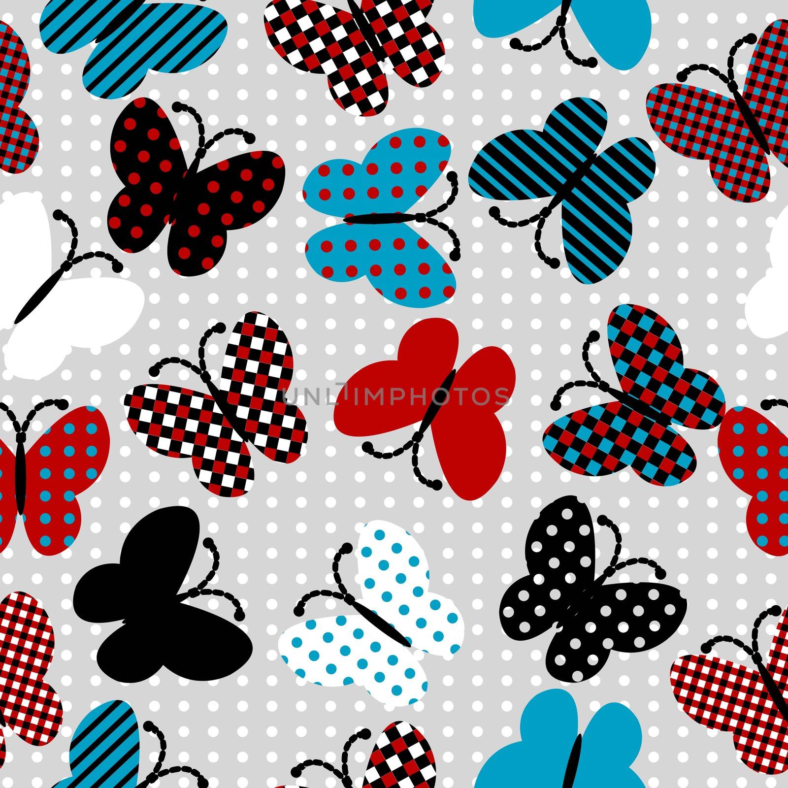 Seamless pattern with patterned butterflies by hibrida13