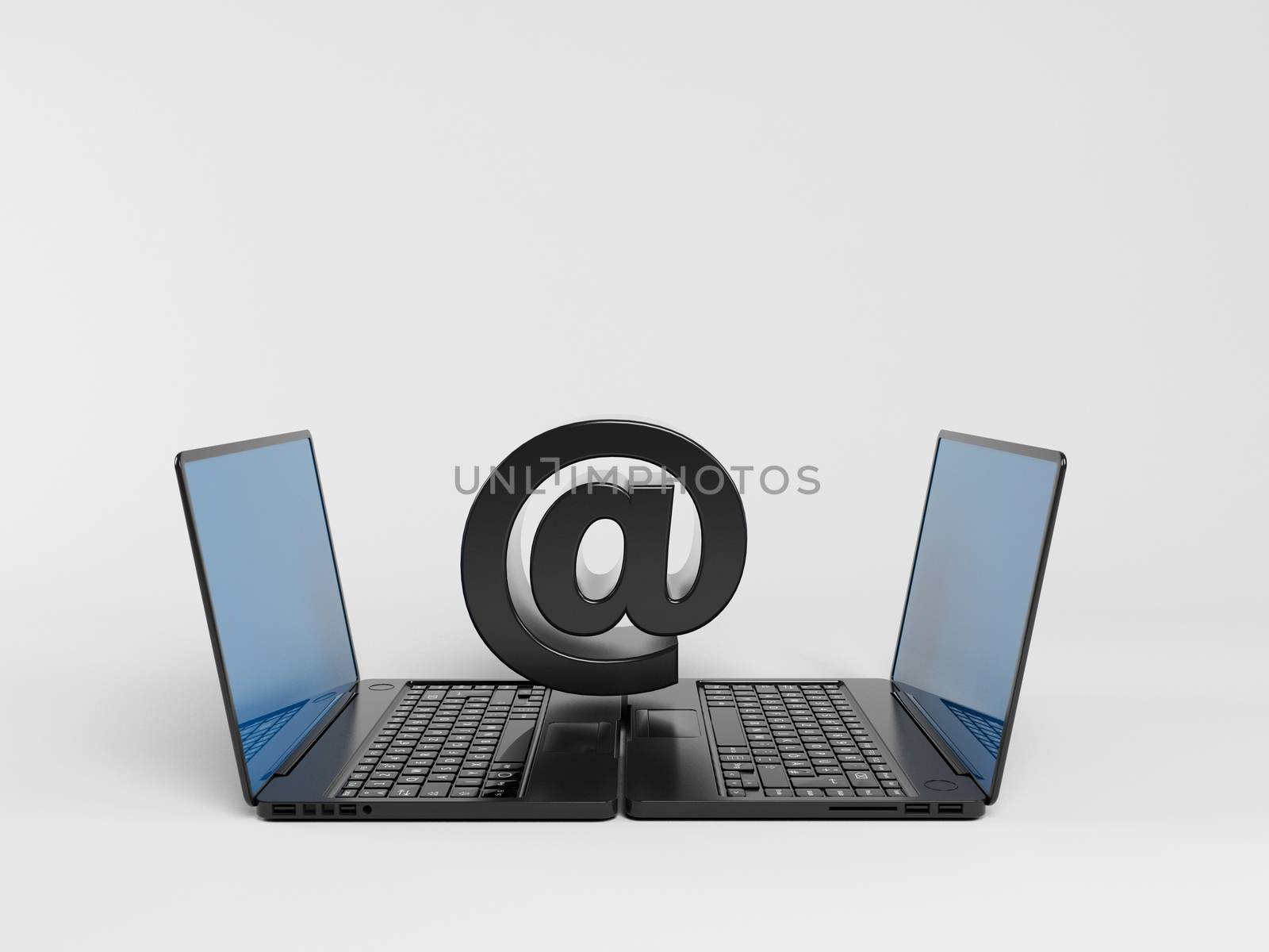 two laptops communicating with at symbol by fares139