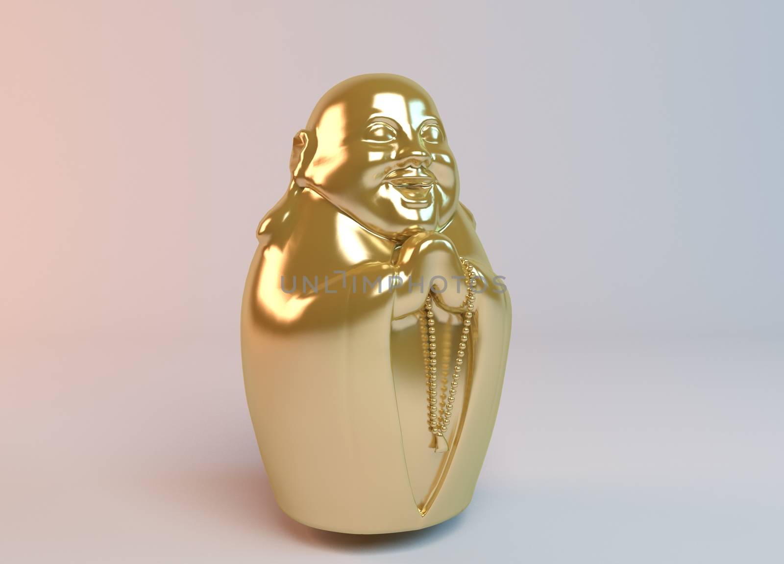 3d golden happy Buddha statue by fares139