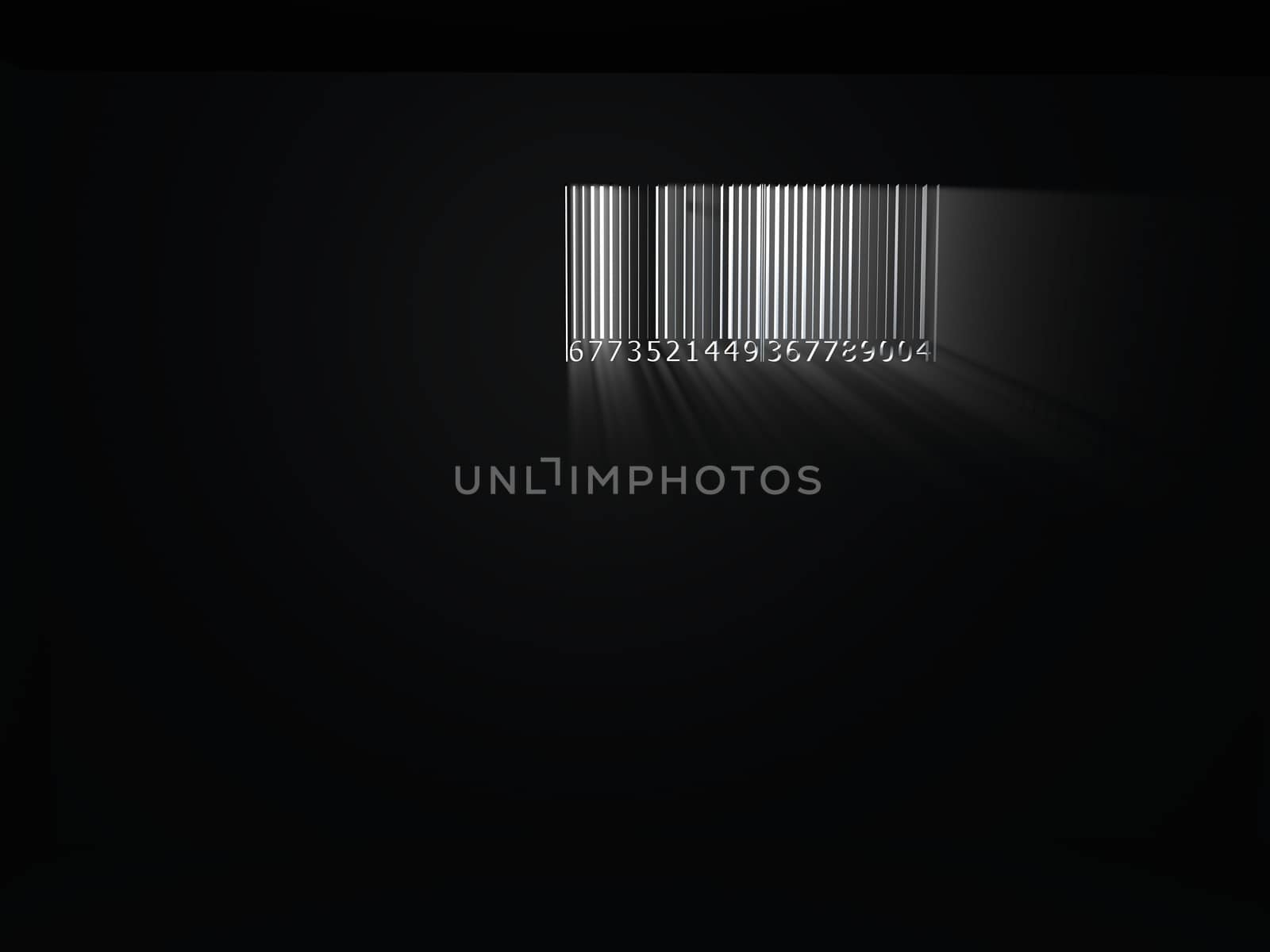 barcode like a window and passing light, 3d illustration