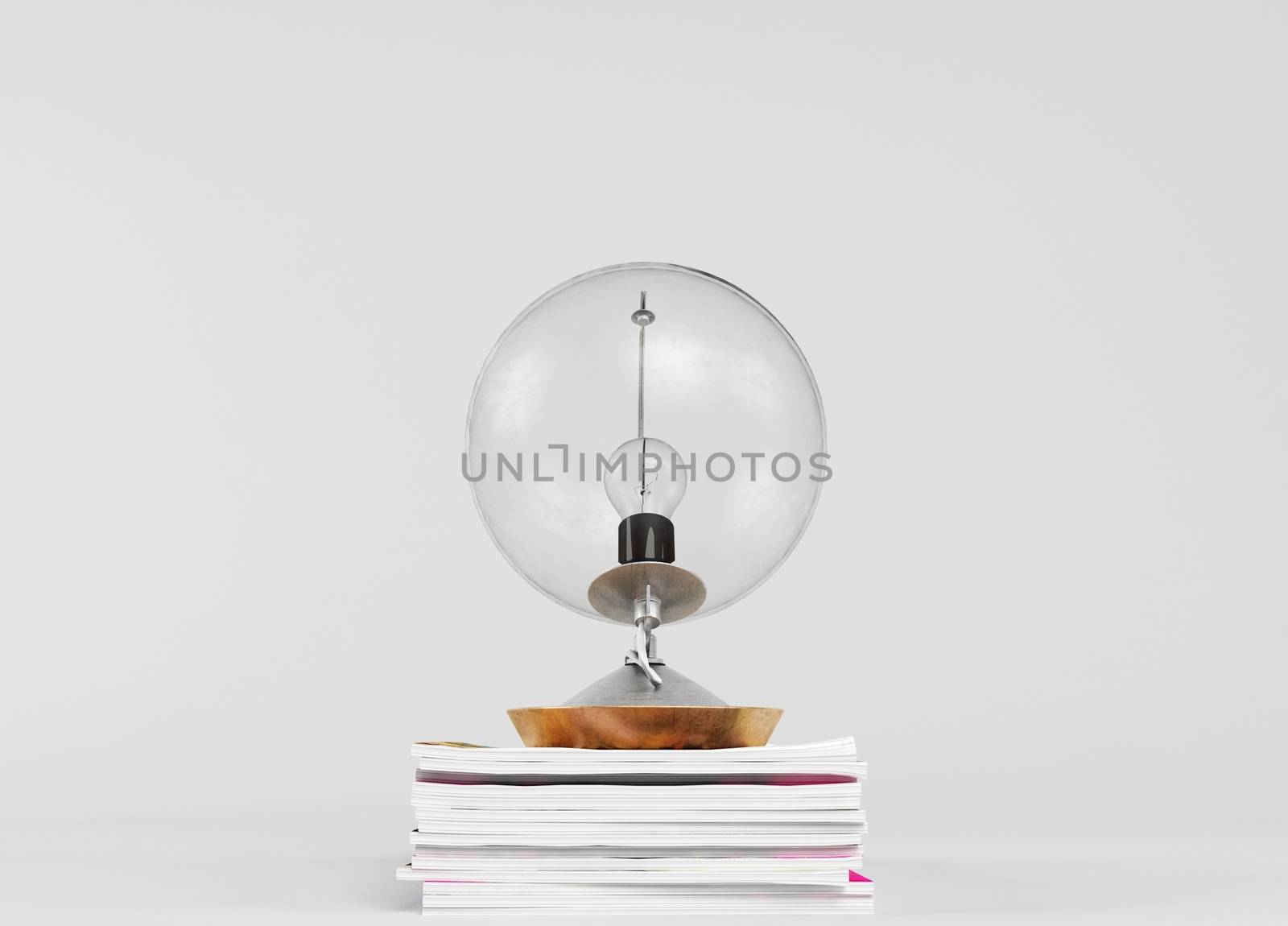 transparent lamp sphere on book  collection render