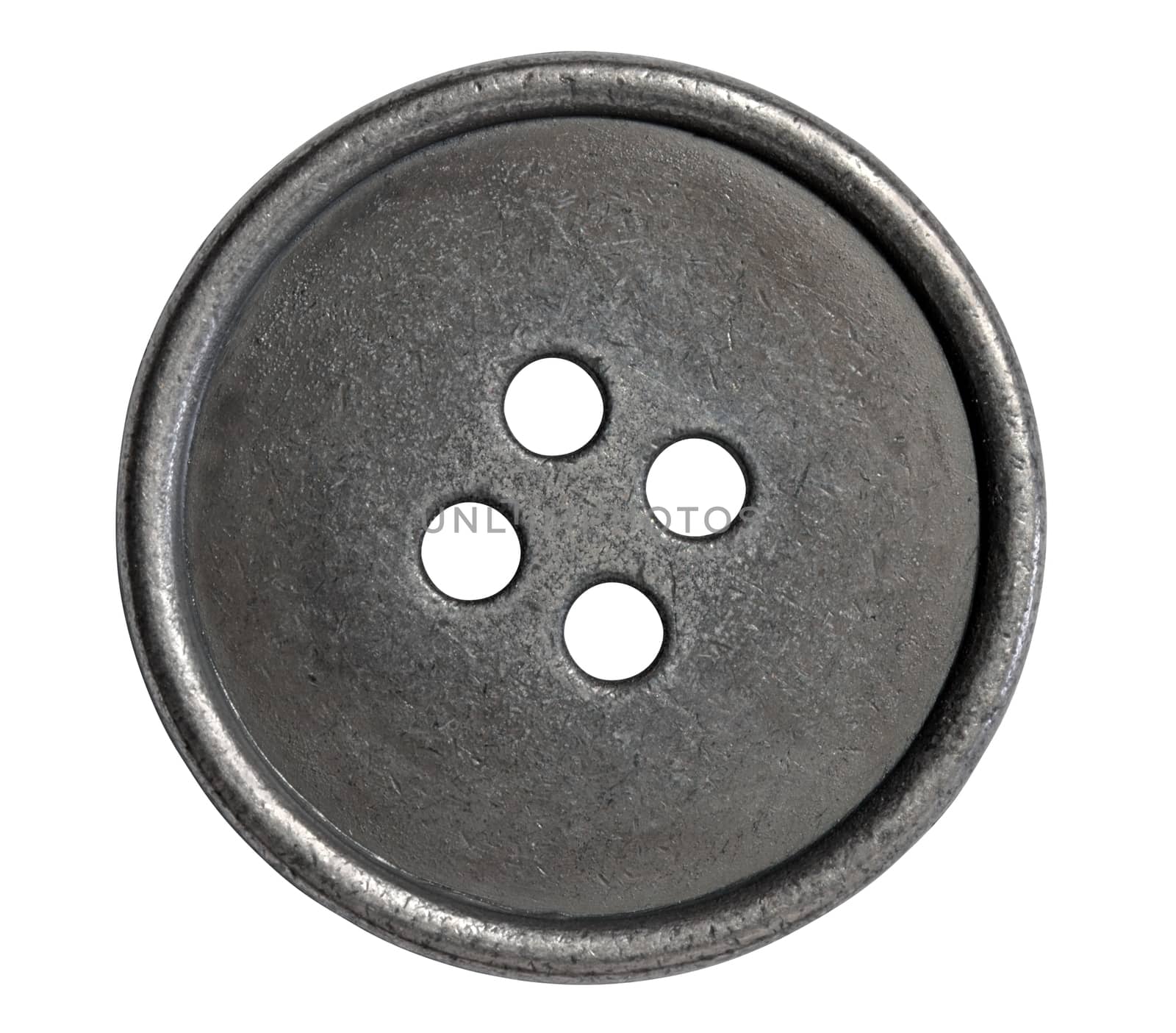 Single metal button isolated with path on white background.