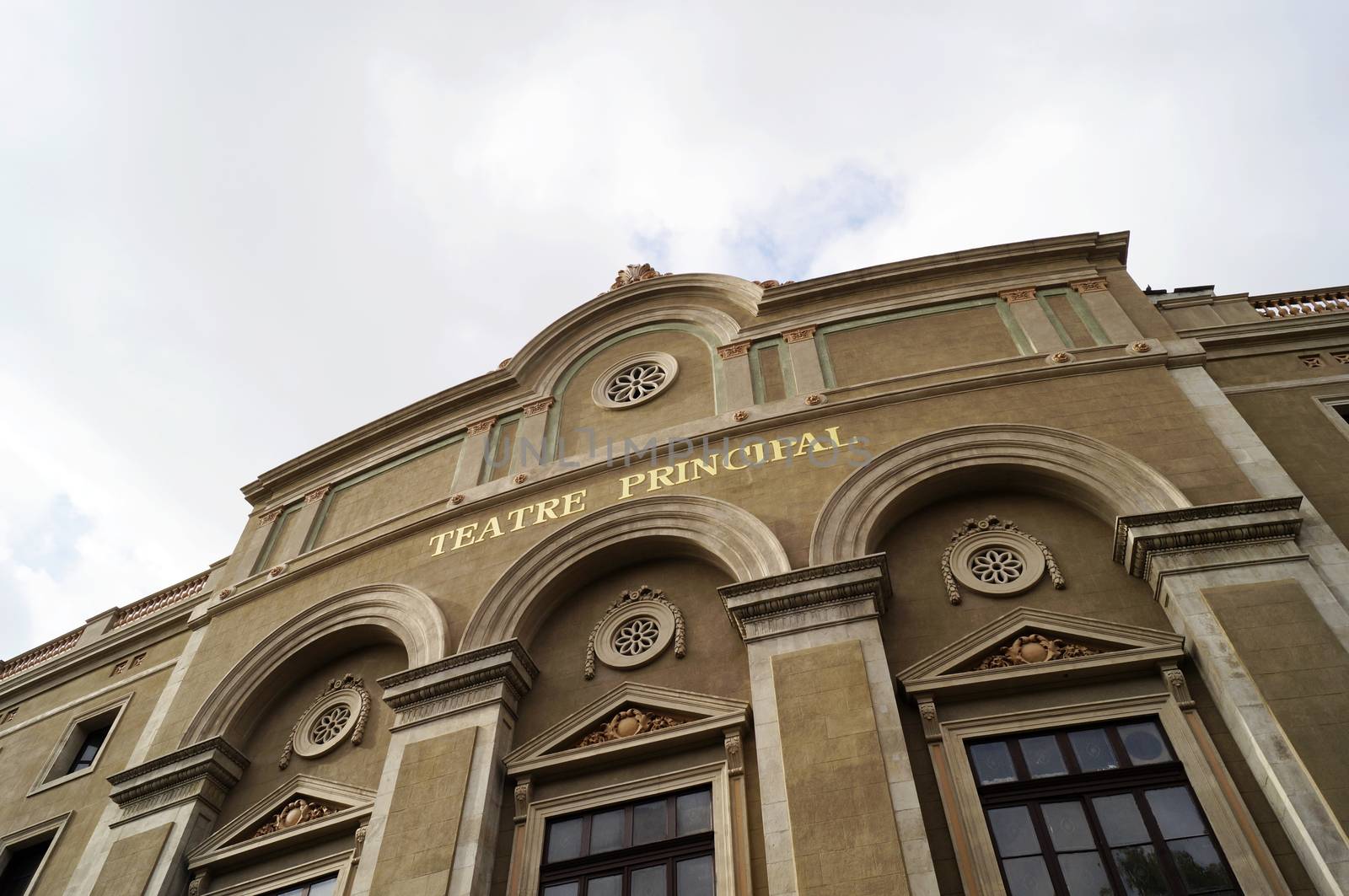 BARCELONA, SPAIN - OCTOBER 09, 2015: Front view of Teatre Principal at La Rambla street in Barcelona, Spain