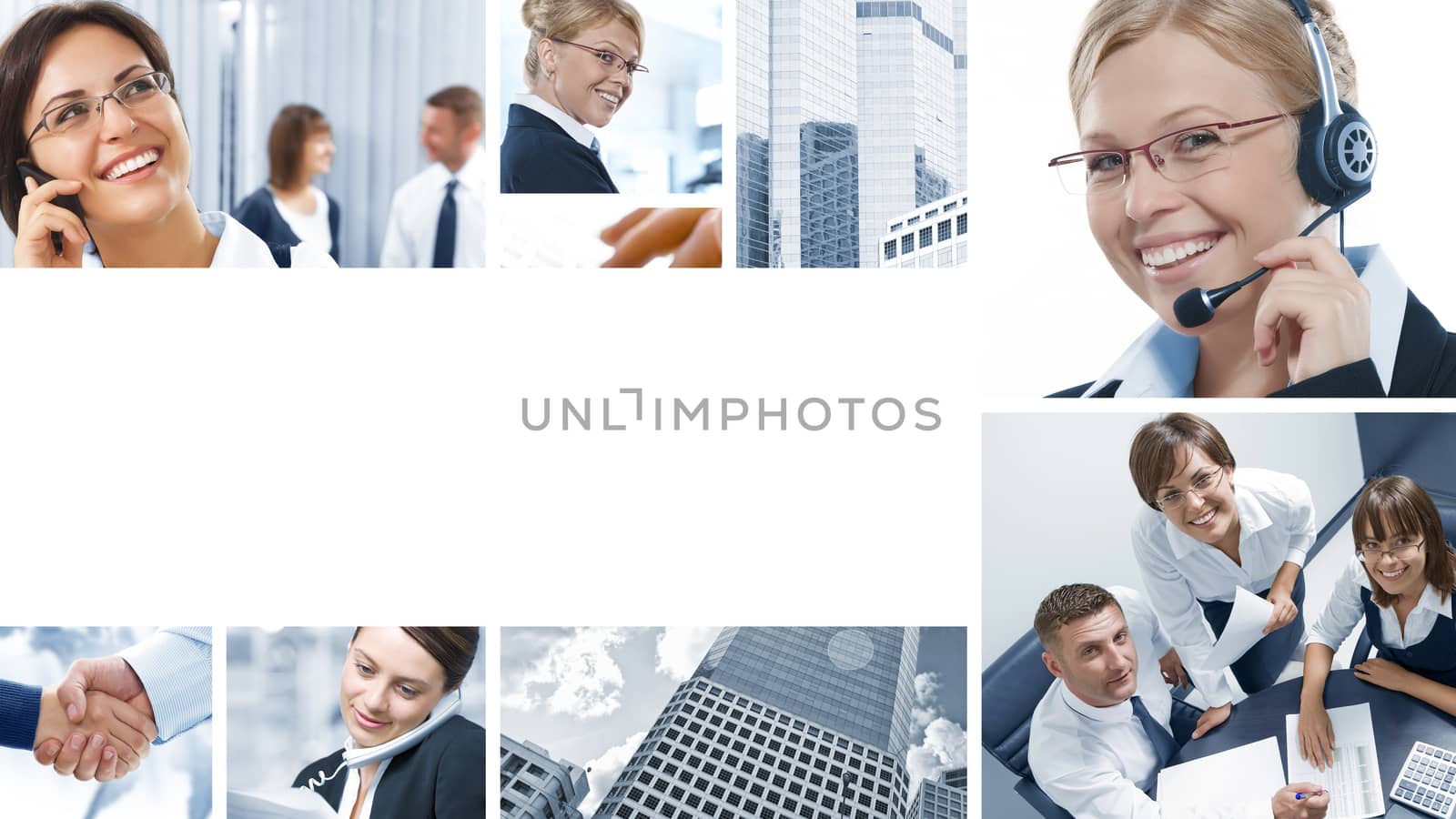 Business theme collage composed of different images