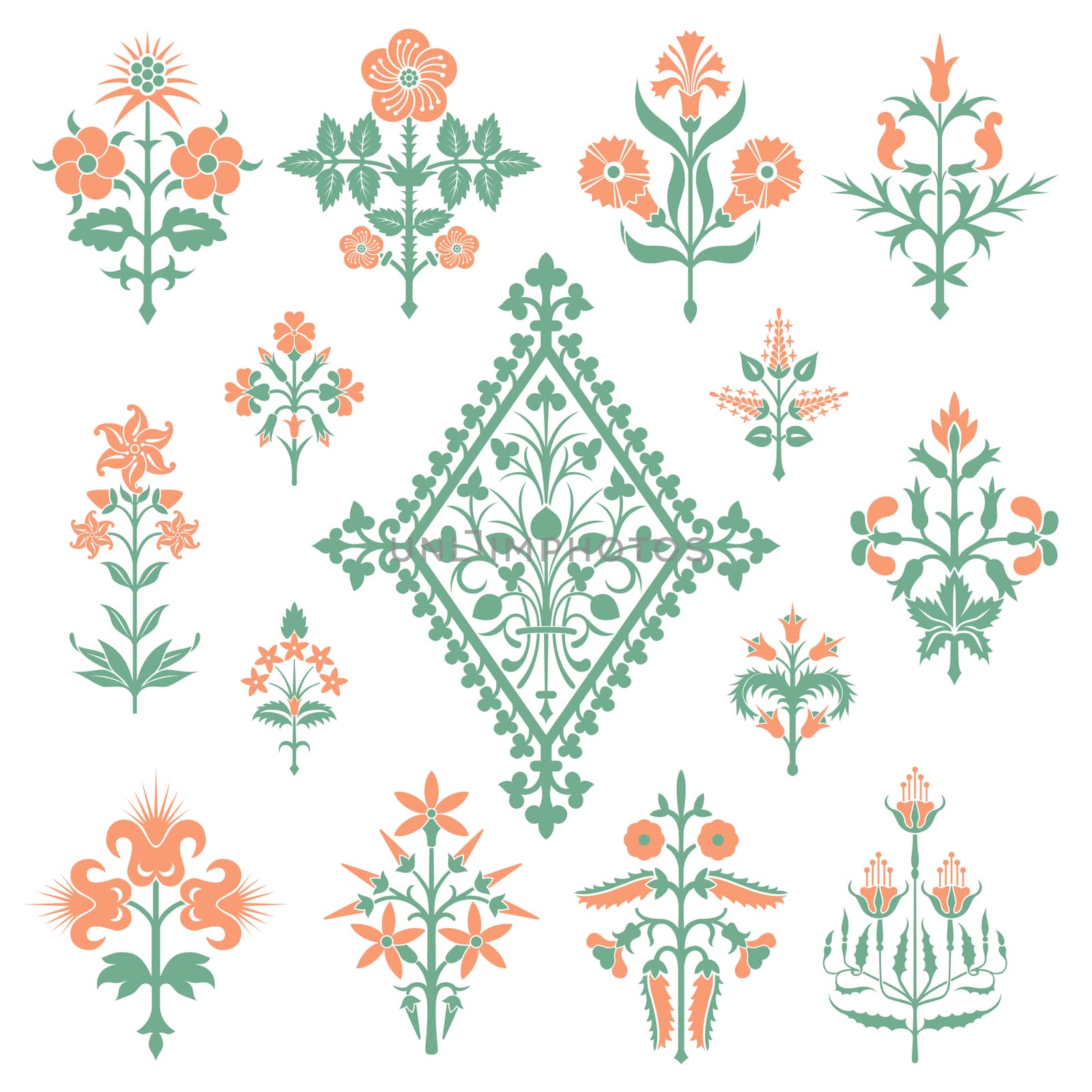 Floral style design elements. Vector illustration.