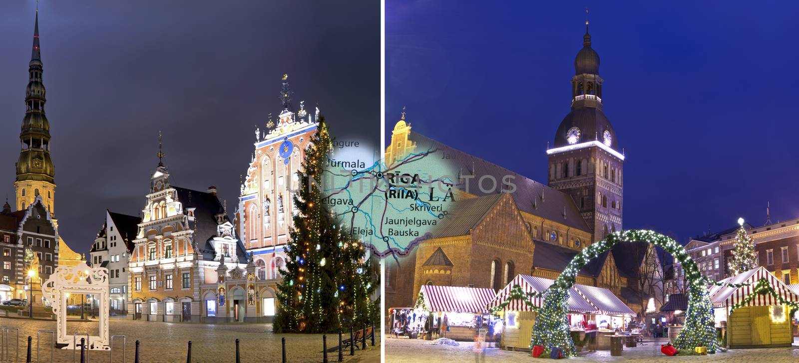 Christmas collage in Riga, Latvia
