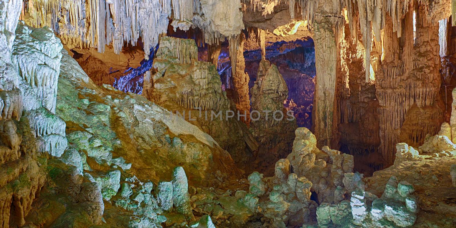 Beautiful interior of sea Neptun Cave - Sardinia, Italy