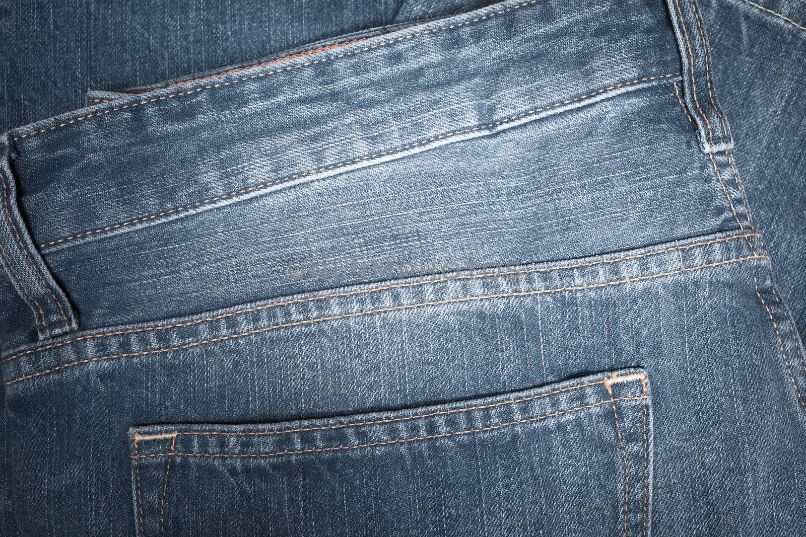 Denim texture or back of jean trouser for background