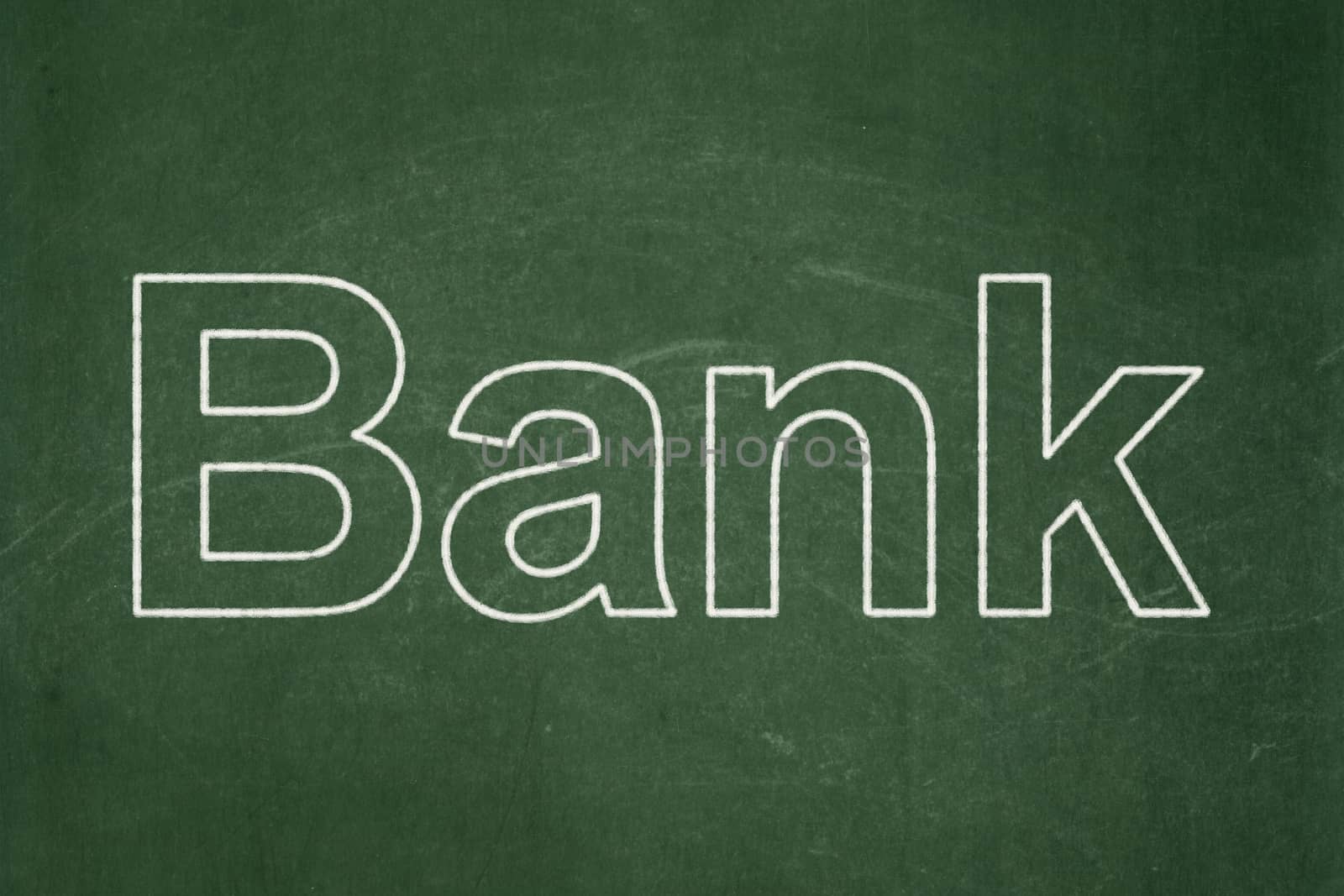 Currency concept: text Bank on Green chalkboard background