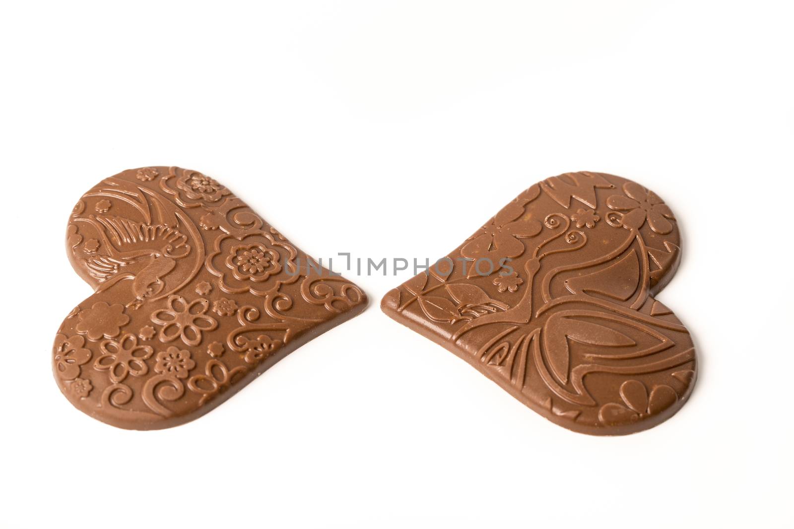 chocolate heart  on white background, love weeding valentine concept