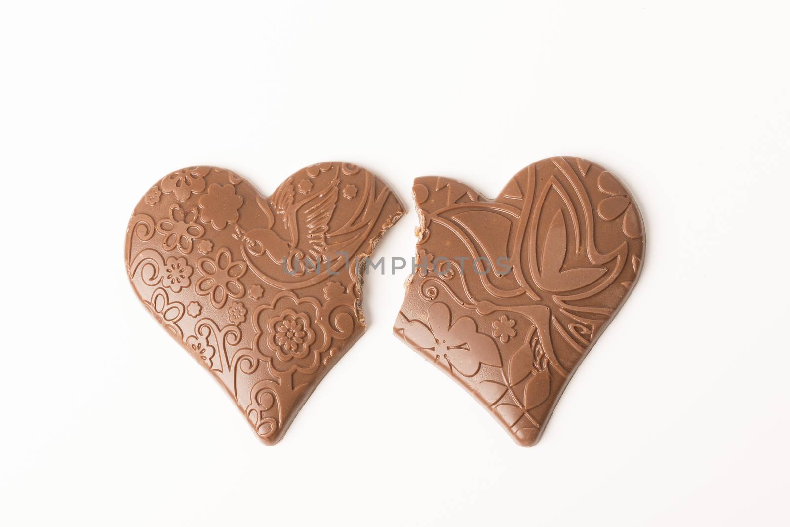 chocolate heart  on white background, love weeding valentine concept