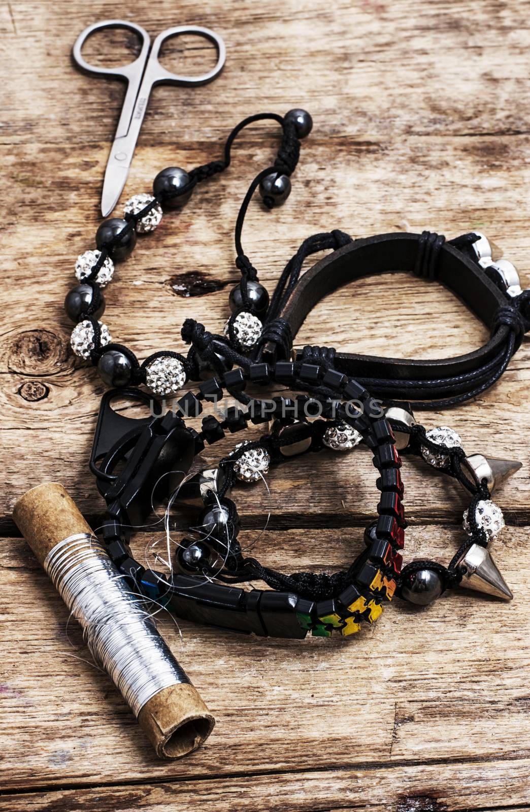 set beads,thread and bobbins for needlework