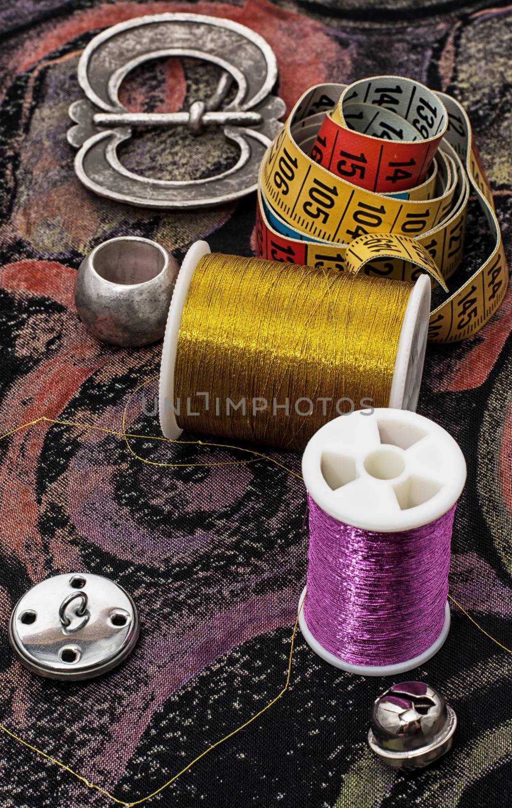 set beads,thread and bobbins for needlework