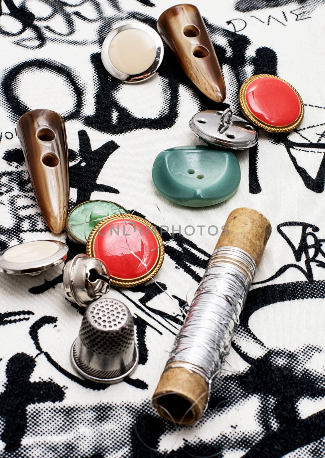 set beads,thread and bobbins for needlework