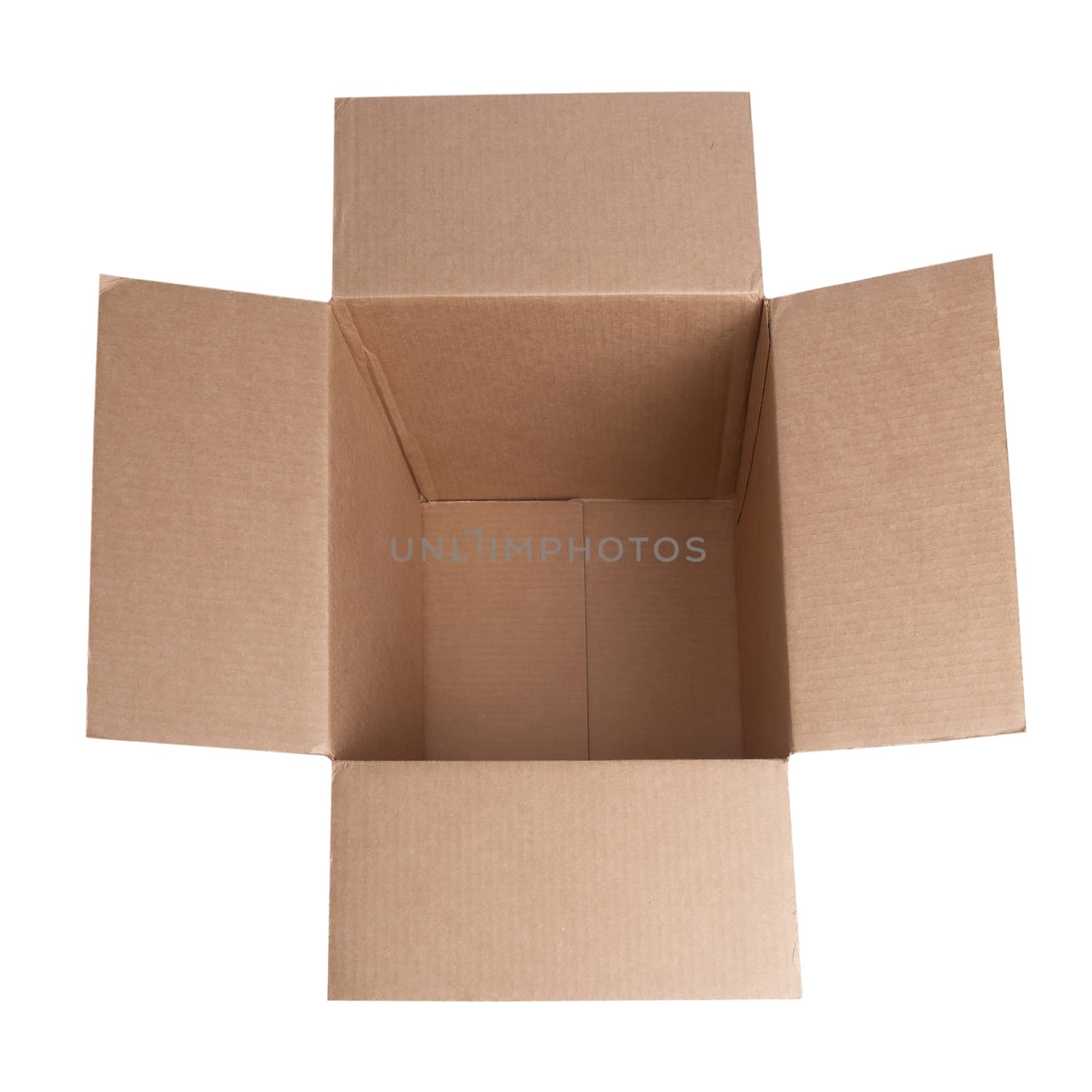 Open carton box isolated on white background