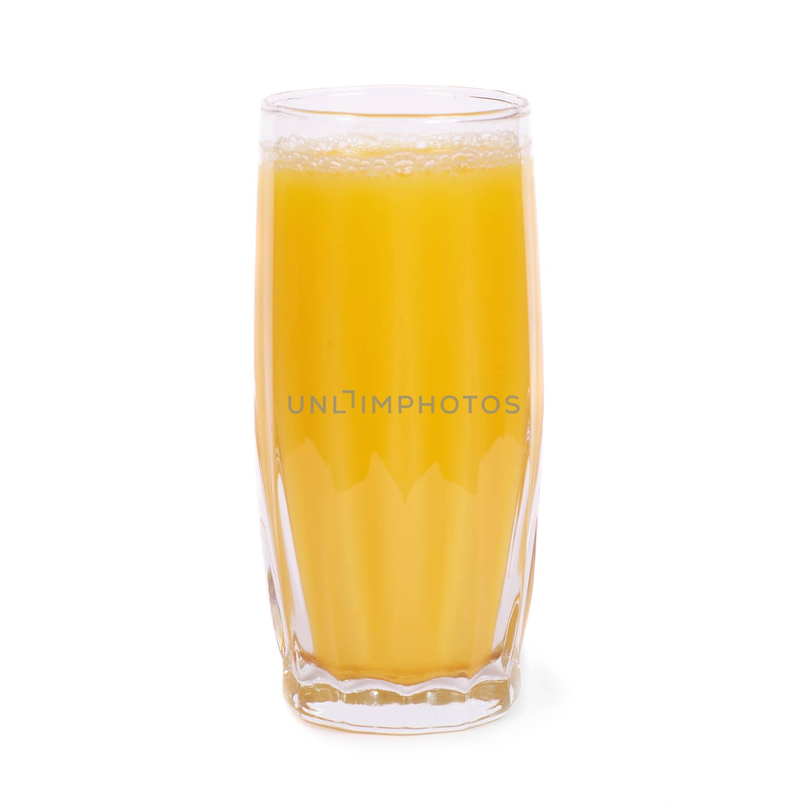 Glass of orange juice isolated on white