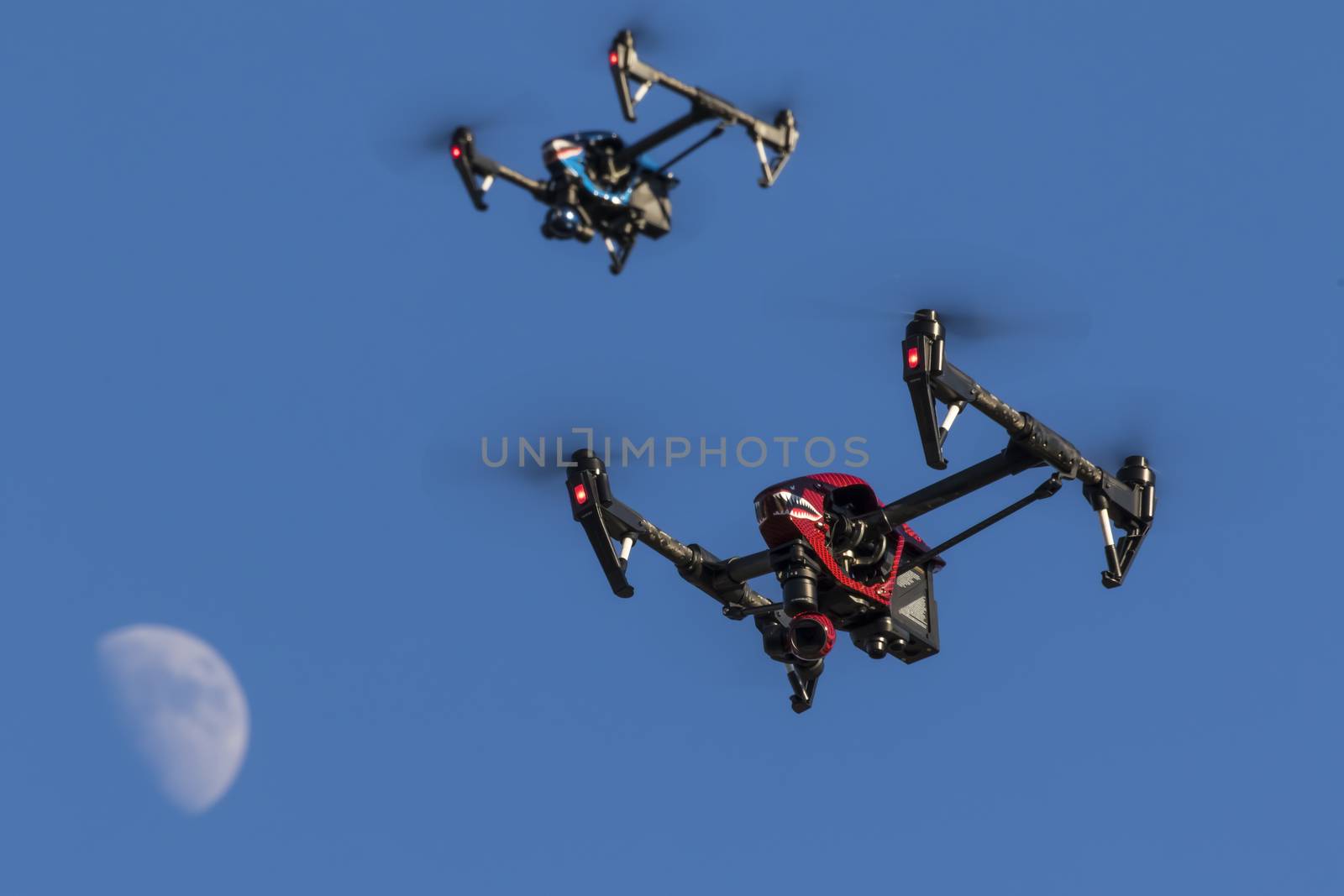A personal drone flying through the air