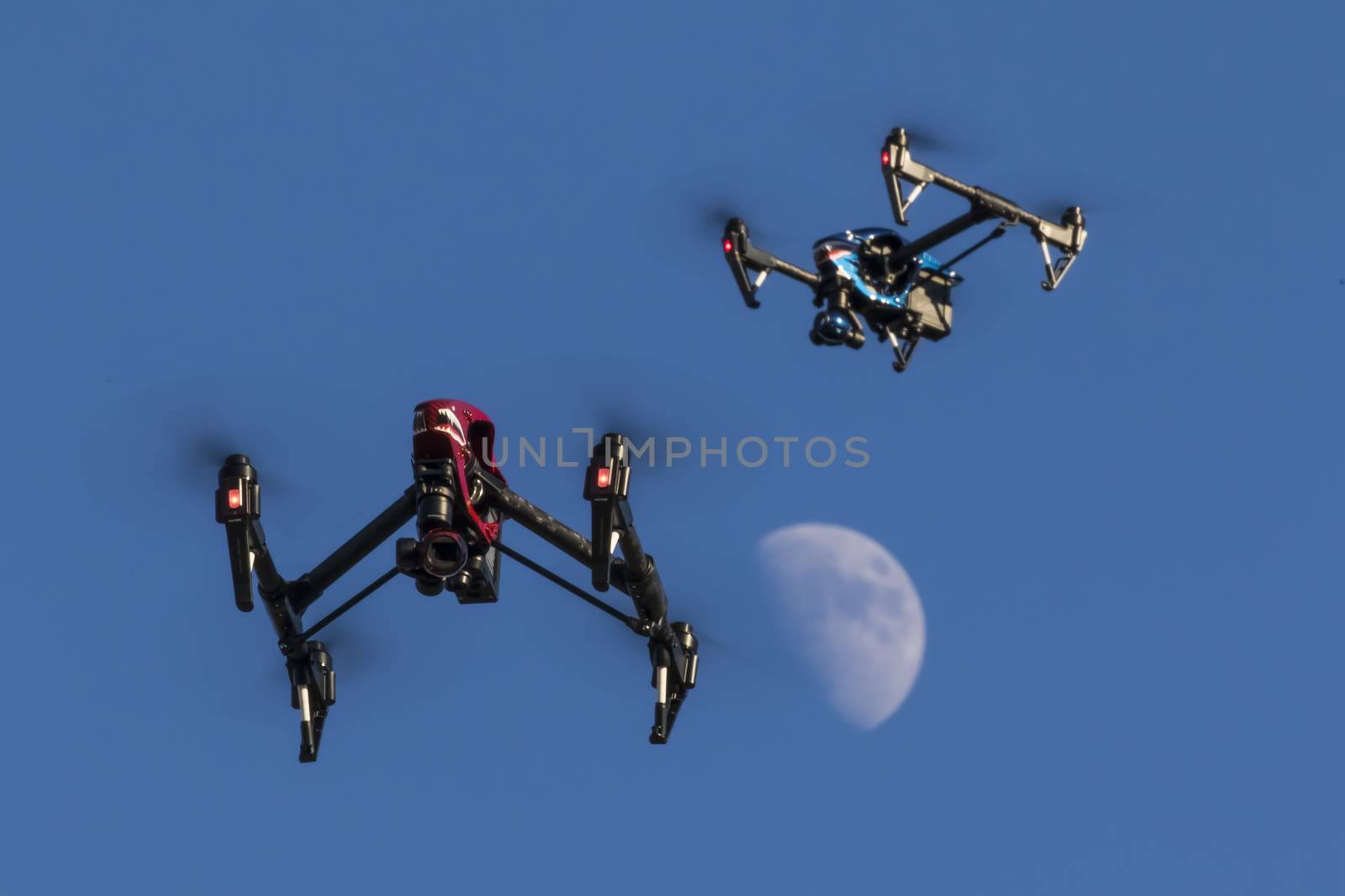 A personal drone flying through the air